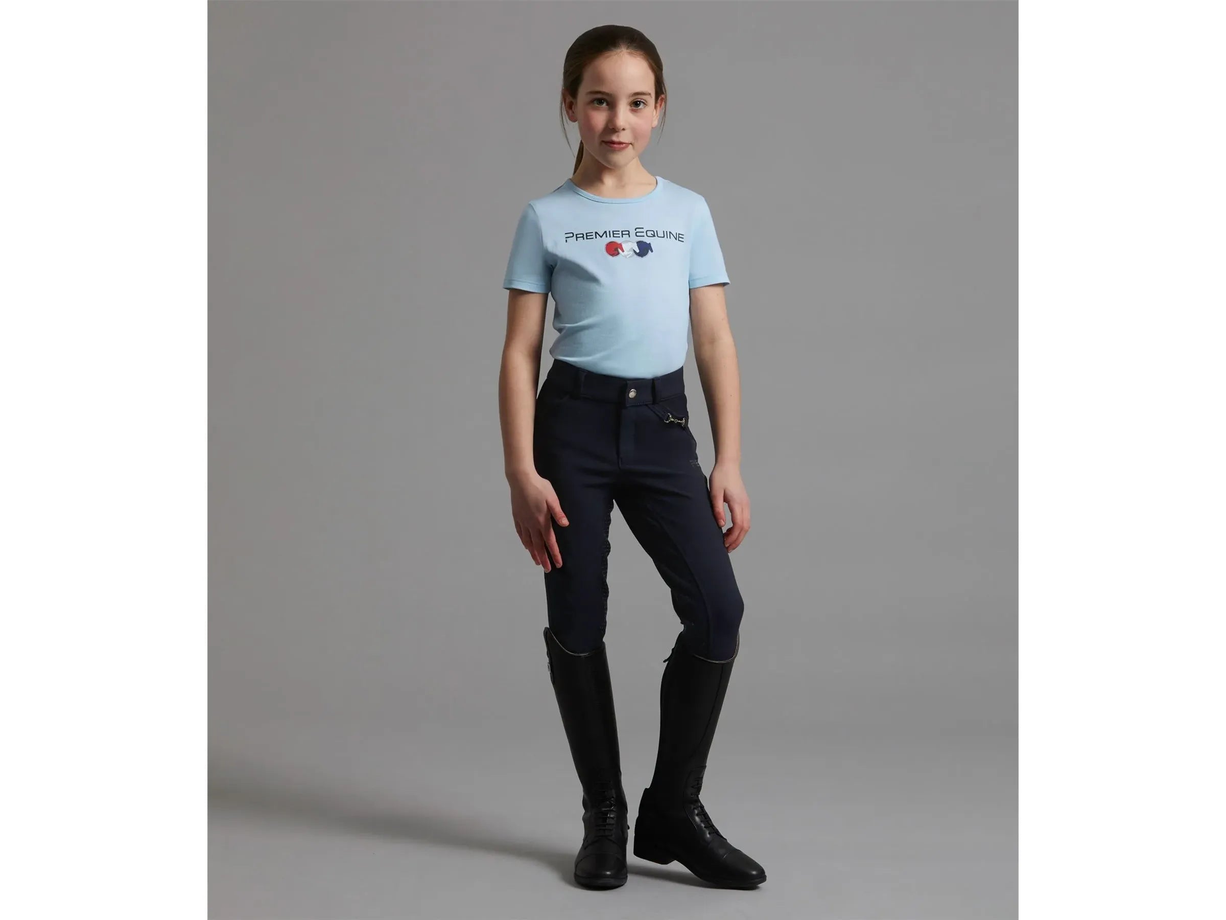 Premier Equine Brava Full Seat Gel Riding Breeches Girls 11-12 Yrs Navy RRP £45