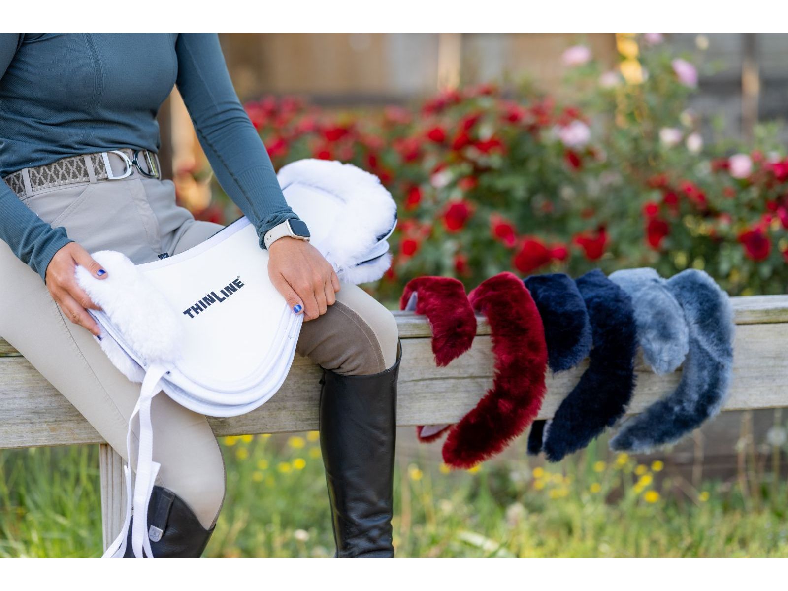 trifecta expressions half pad -colour changing trim - equestrian equipment
