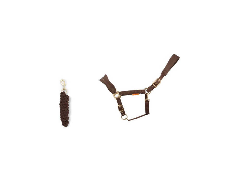 Suede Elite Headcollar & Rope set angled view