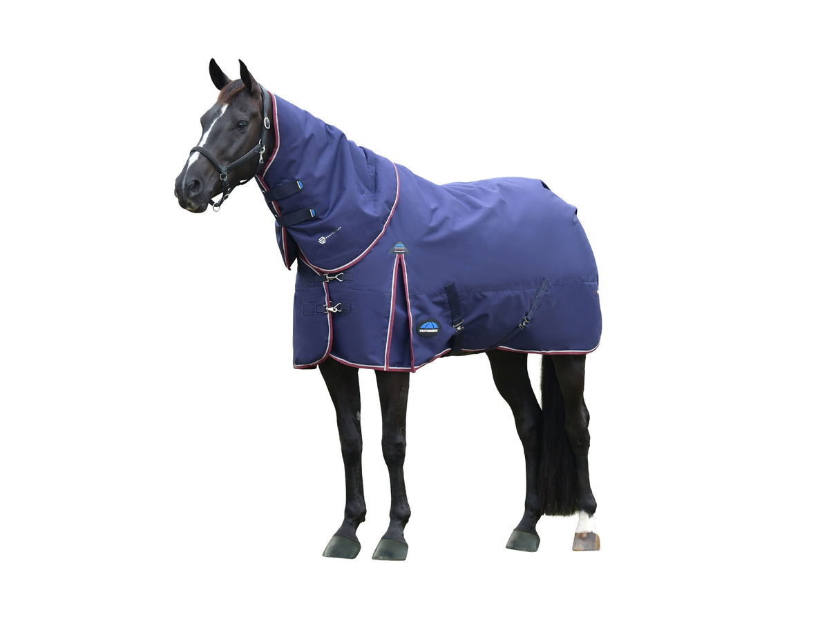 WeatherBeeta ComFiTec Essential Turnout Detach-A-Neck 220g in Navy/Burgundy