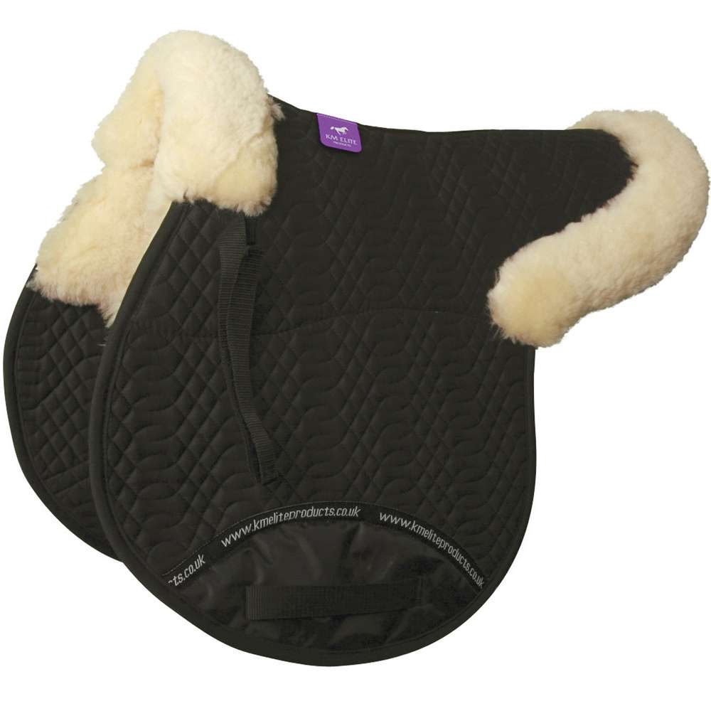 half lined gp numnah black-natural - equestrian equipment