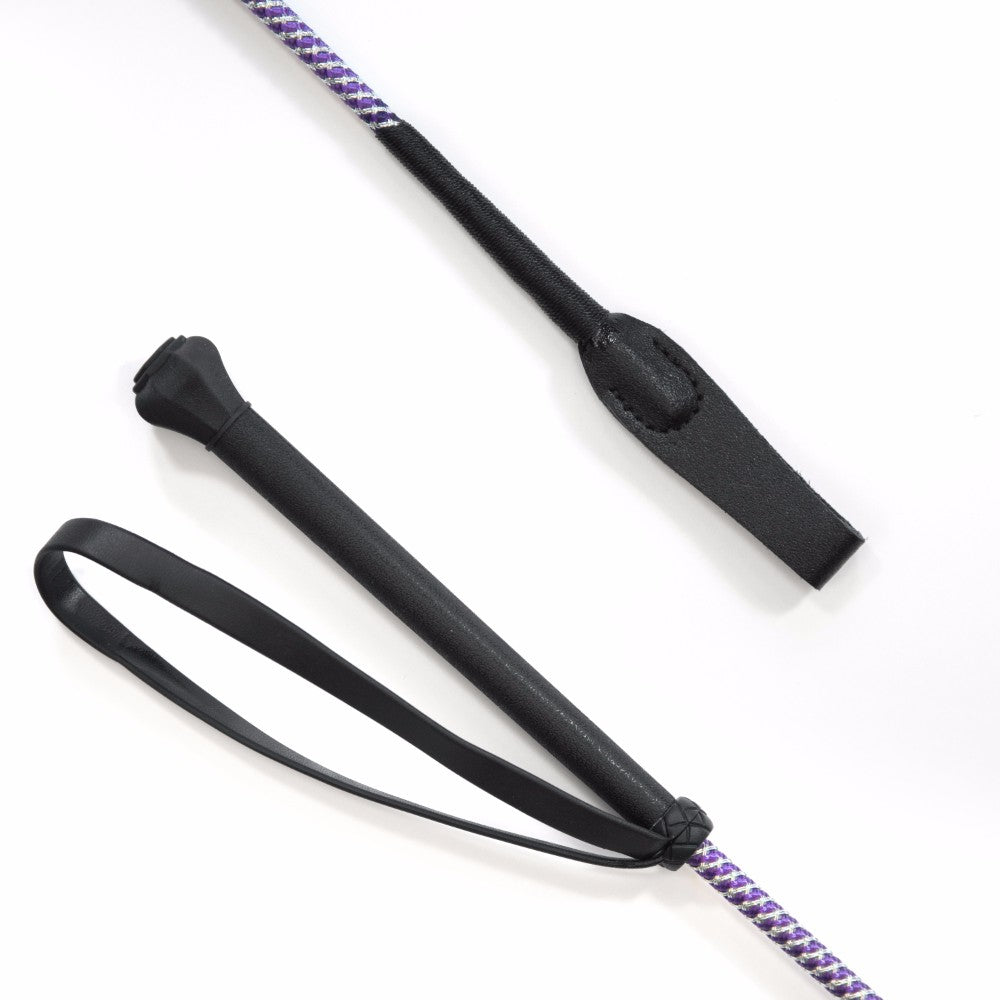 junior black grip whip with loop - 60cms - equestrian equipment