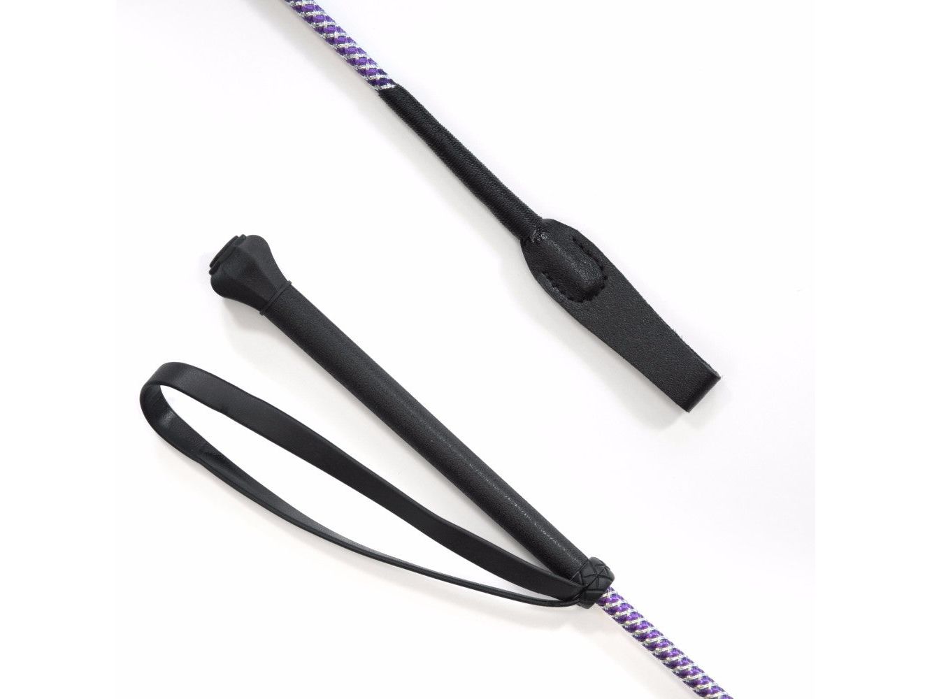 junior black grip whip with loop - 60cms - equestrian equipment