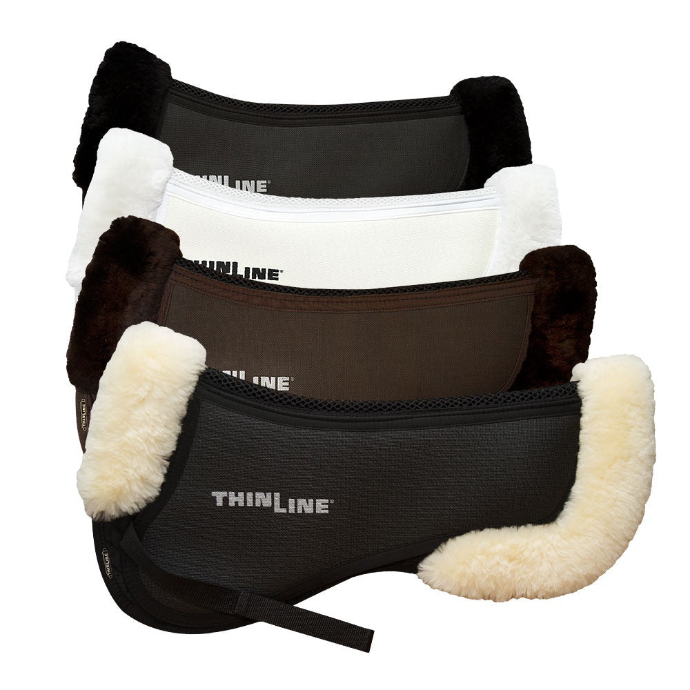 thinline trifecta half pad with sheepskin rolls new version medium + large - equestrian equipment