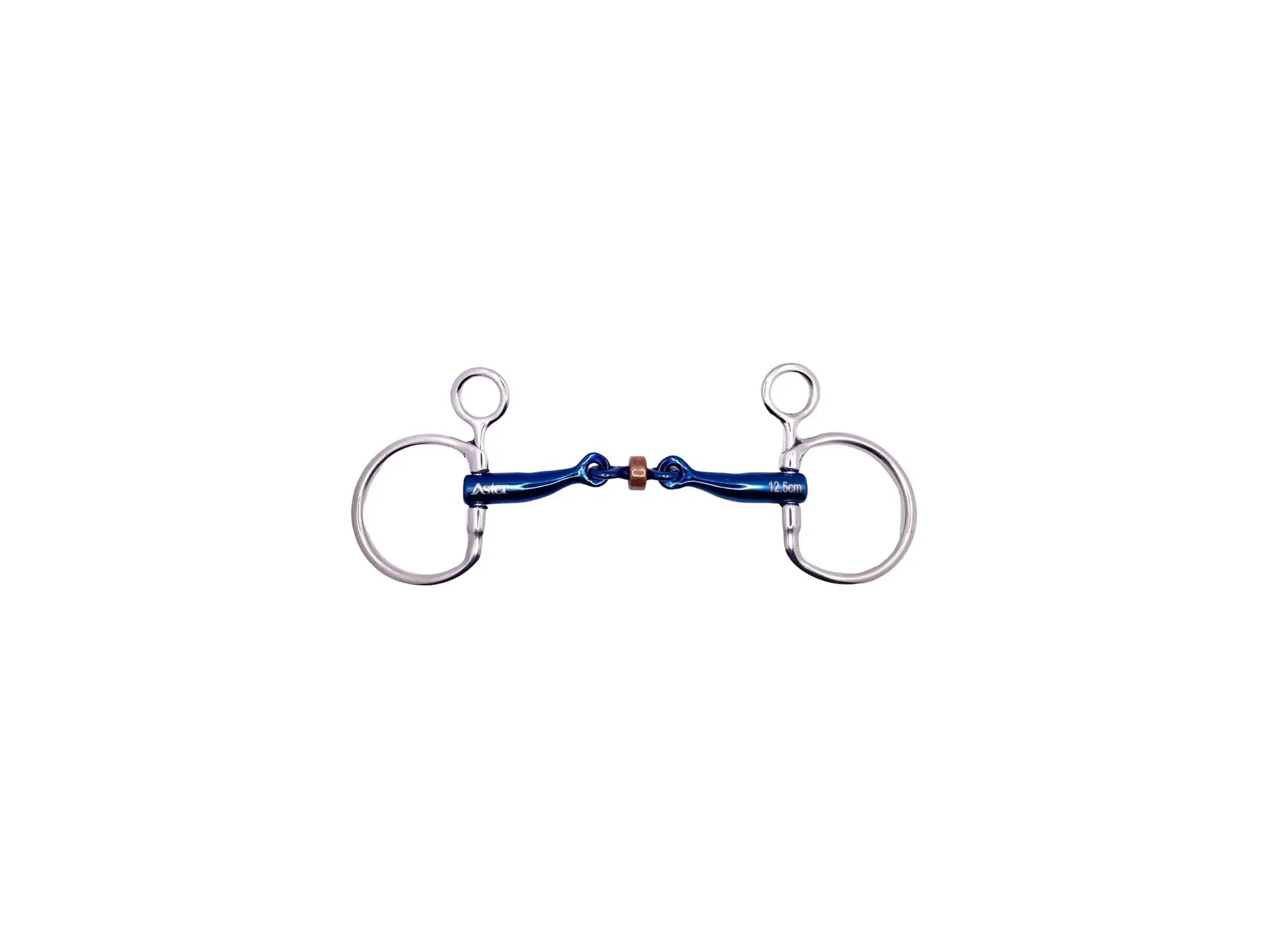 Aster Lift Titanium Baucher a drop cheek bit with central joint with a copper roller