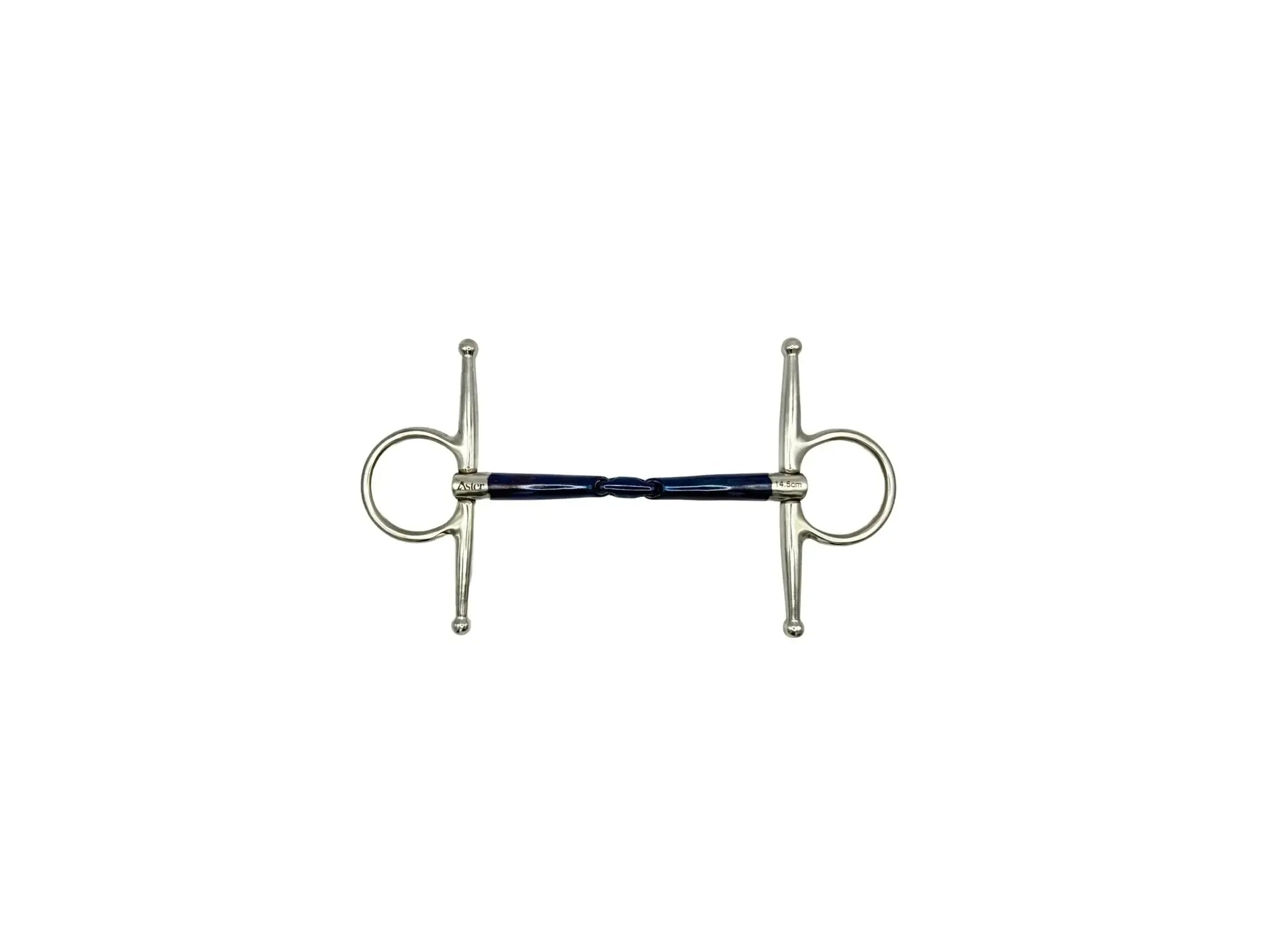 Full cheek double jointed snaffle in a sweet iron material