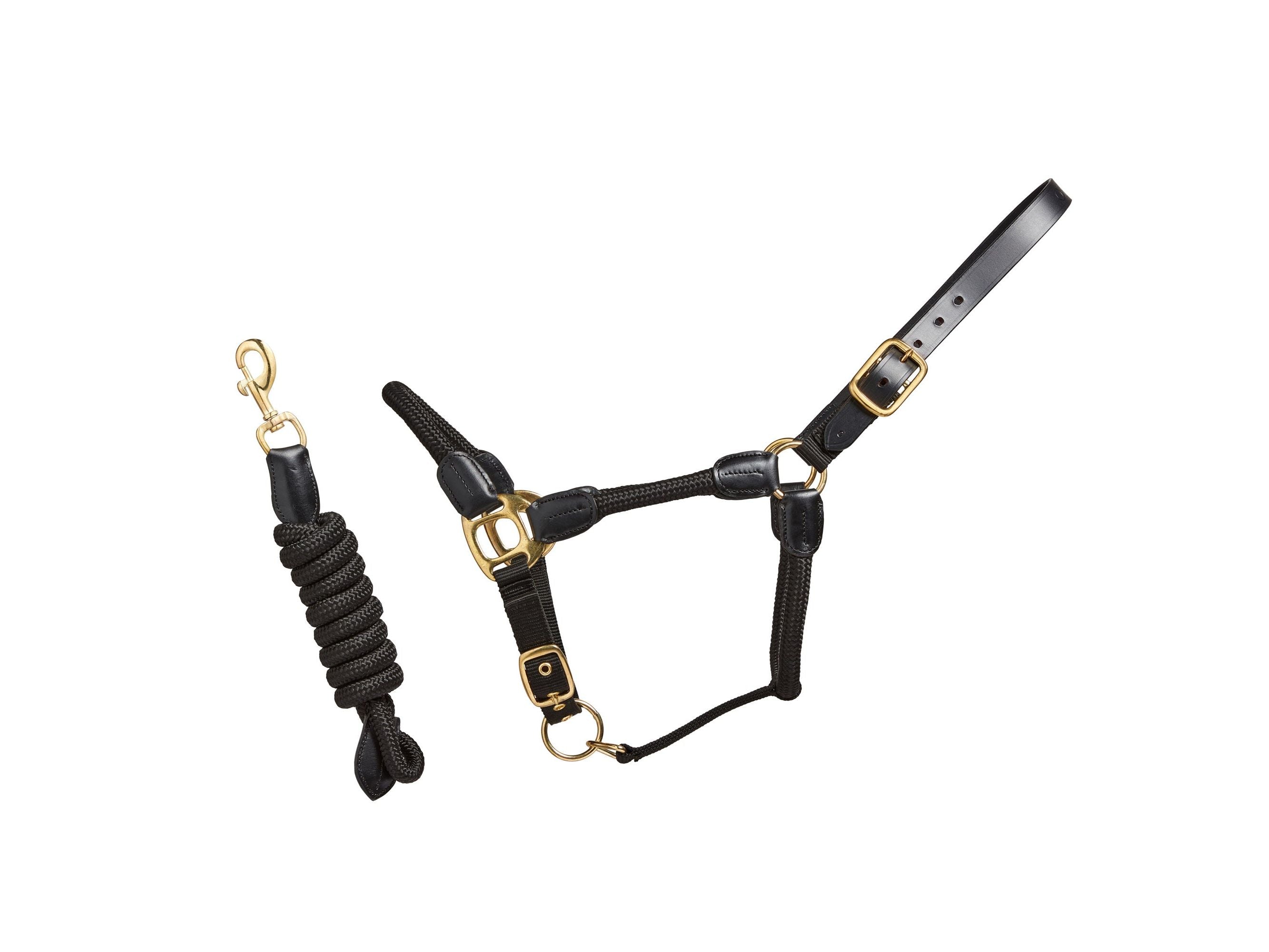 Rope Leather Headcollar and Leadrope side view
