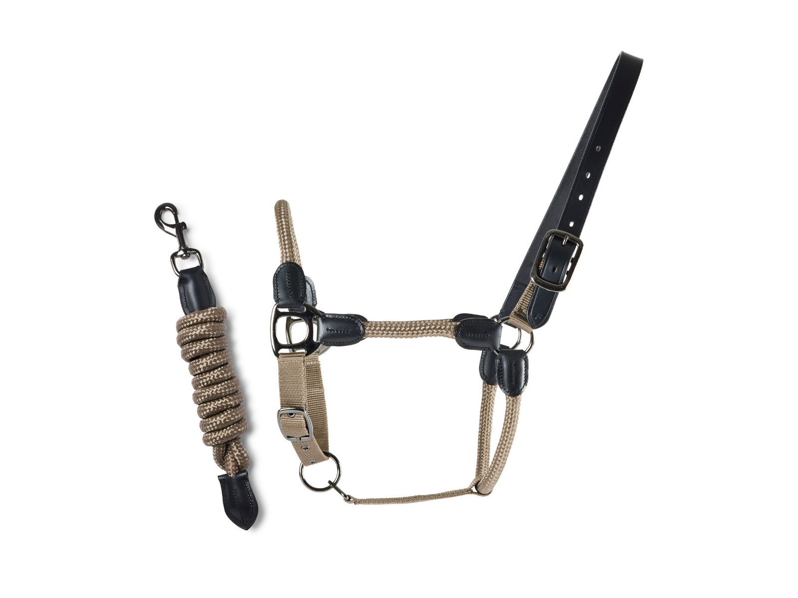 Rope and Leather Headcollar Mocha