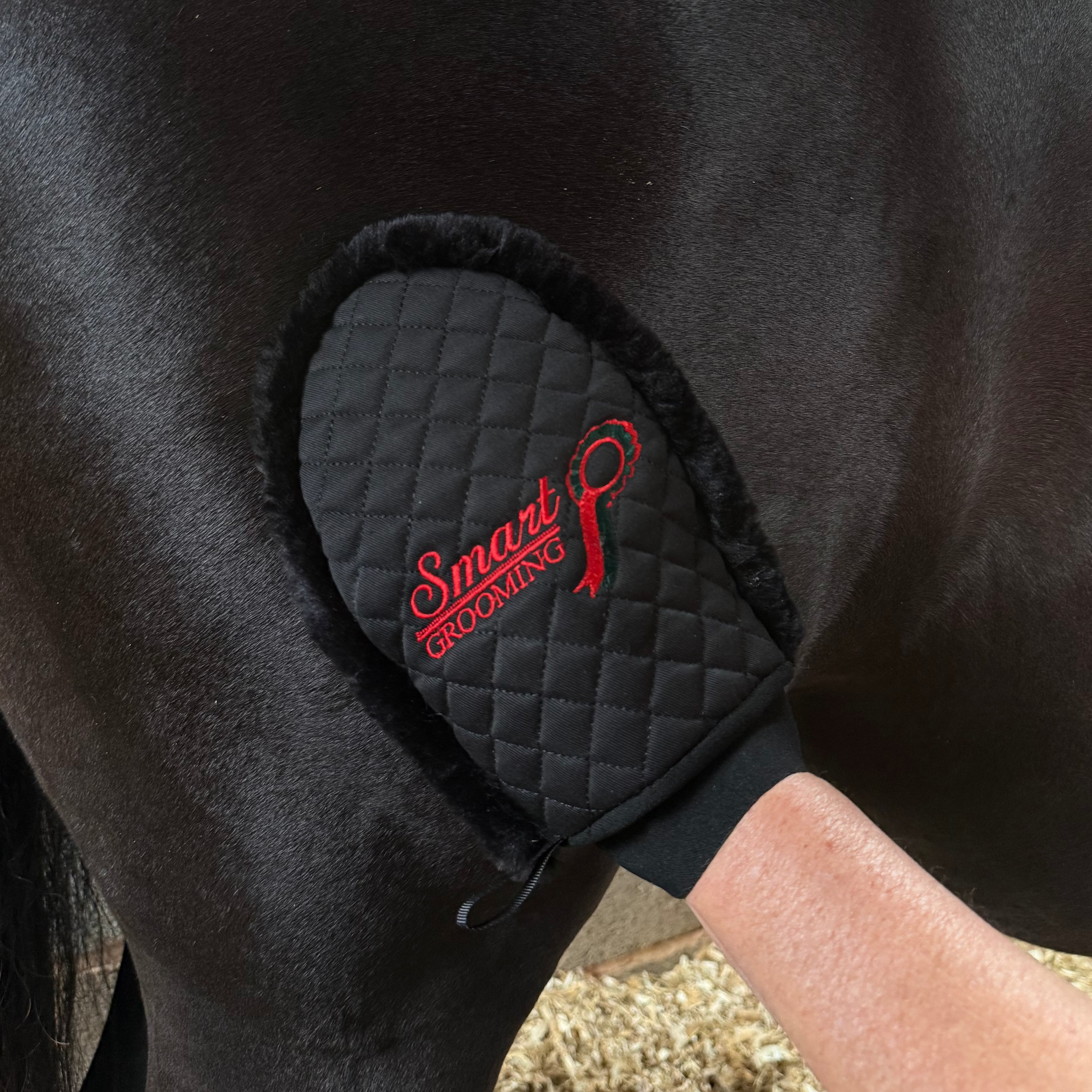 quilted grooming mitt - equestrian equipment