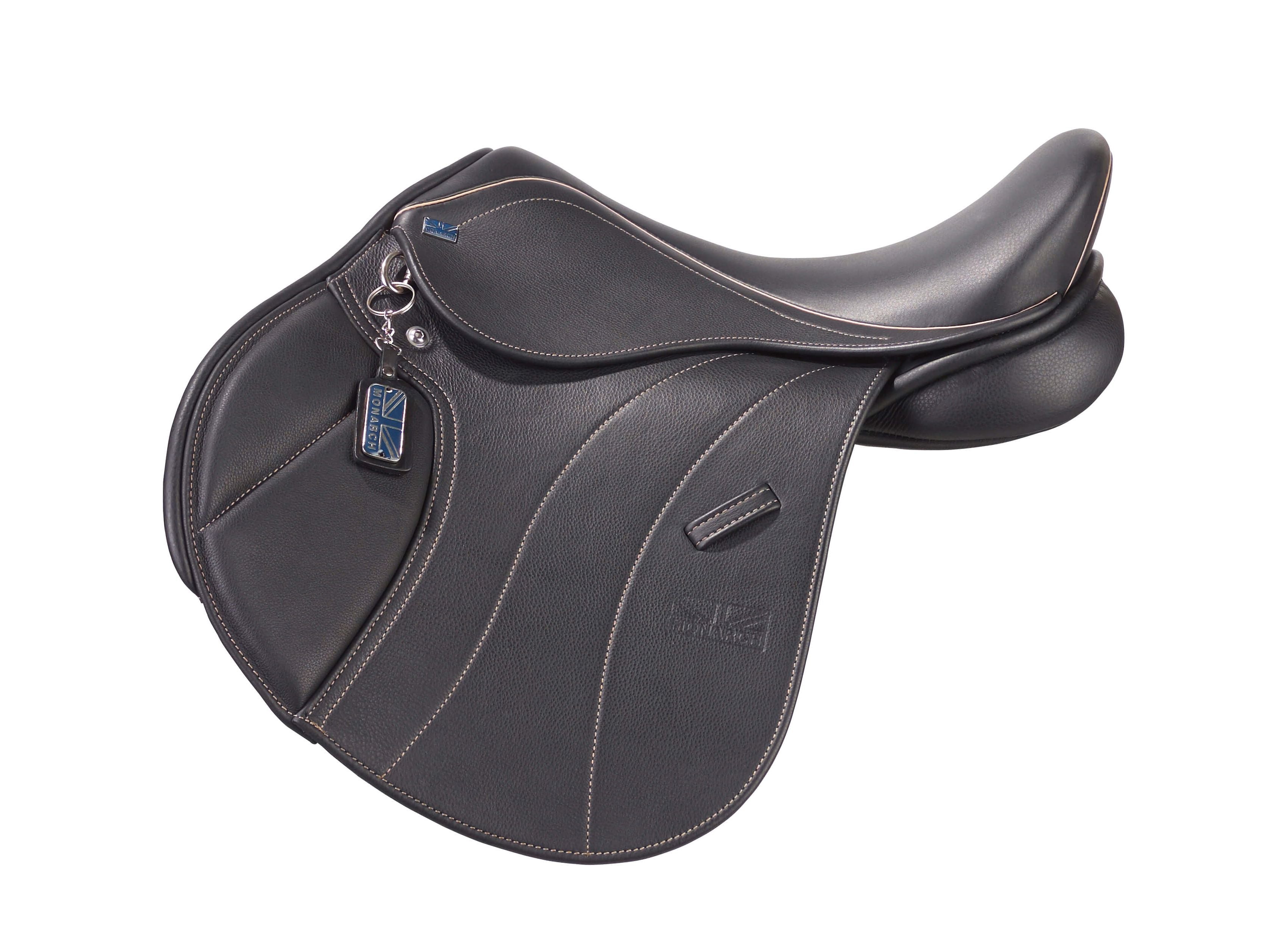 a leather pony jump saddle with an adjustable gullet