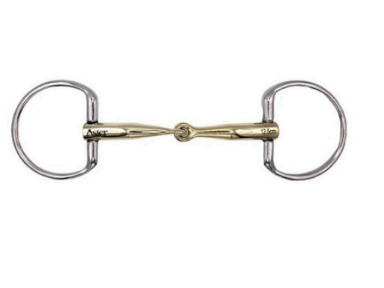 Aster Confidence Golden Single Jointed Lock Up Snaffle Fixed Ring