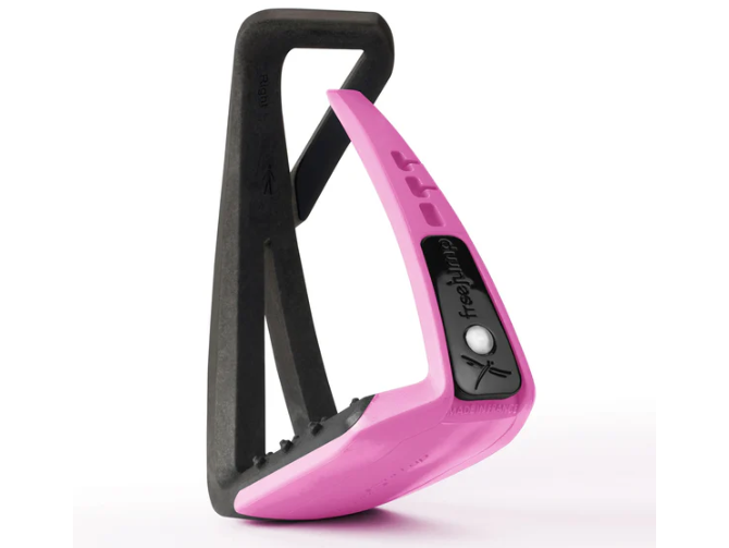 a black and pink safety stirrup on a white background