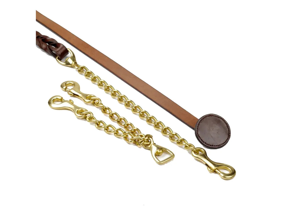 Whitaker Leather Lead Chain Disc End Oak Brown RRP £25.00