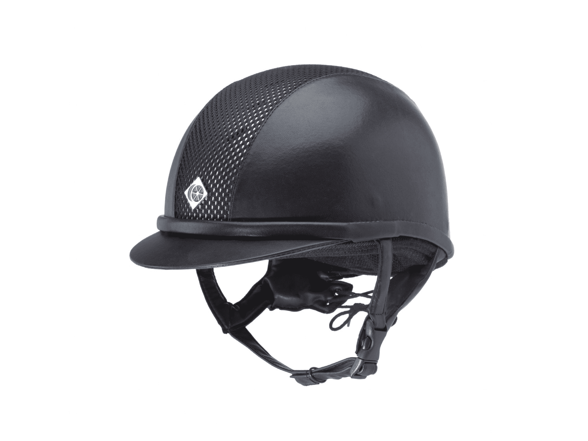 Charles Owen Ayr8 Plus Riding Helmet - Black Silver Leather Look