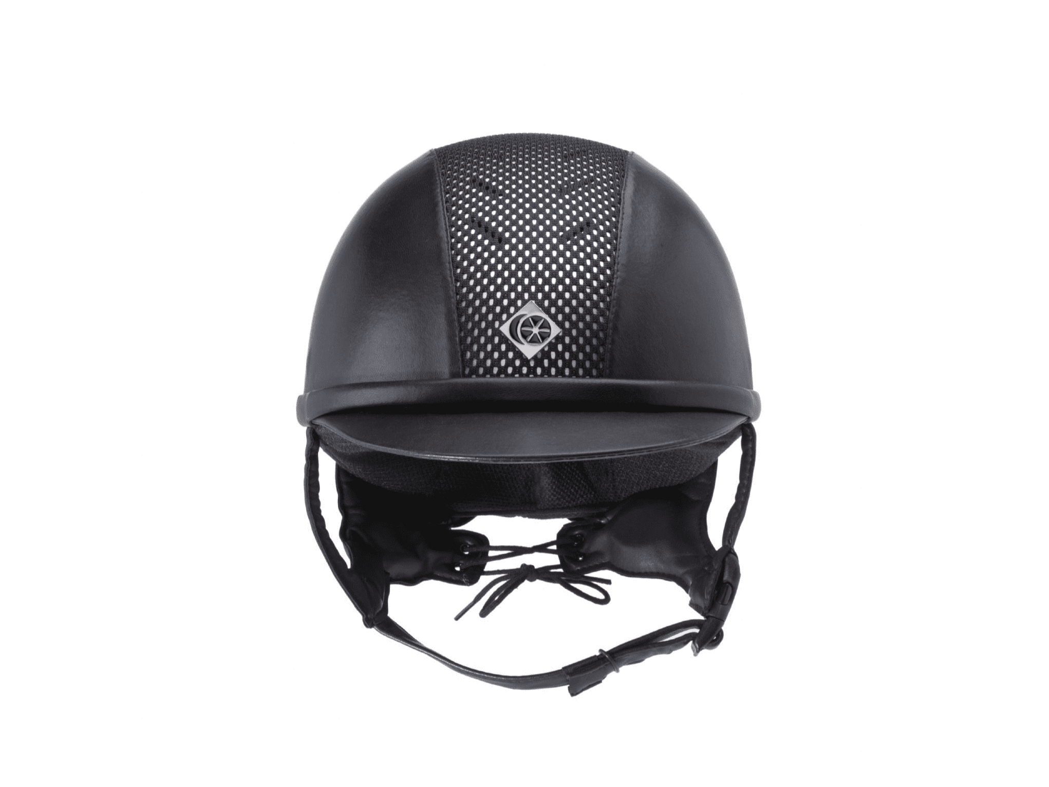 Charles Owen Ayr8 Plus Riding Helmet - Black Silver Leather Look