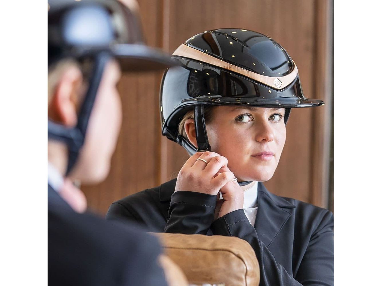Charles Owen Halo Riding Helmet - Black Gloss/Rose Gold