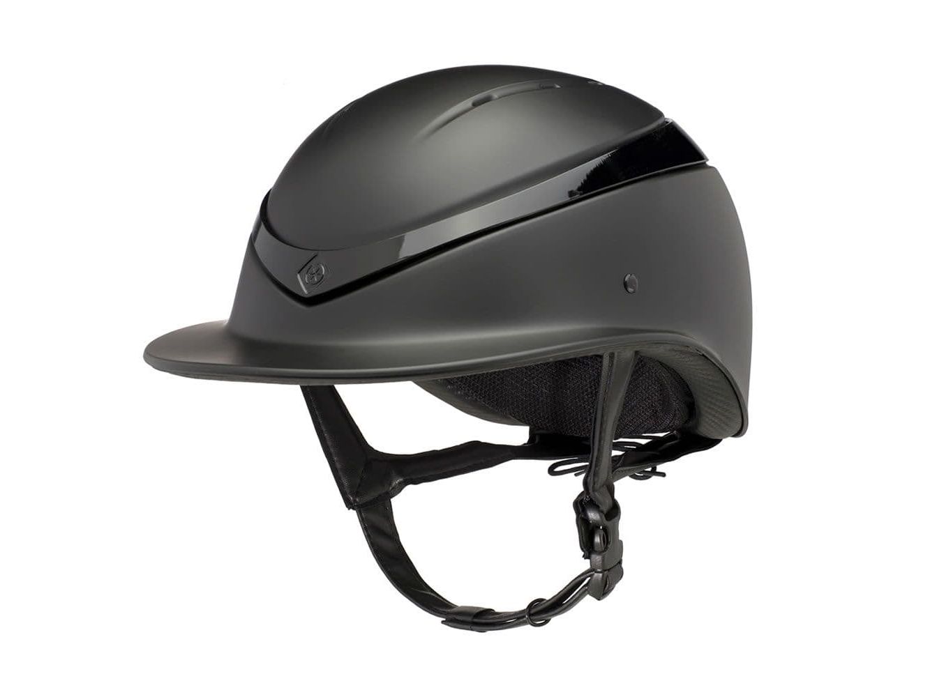 Charles Owen Luna Wide Peak Riding Helmet - Black Matt / Black Gloss