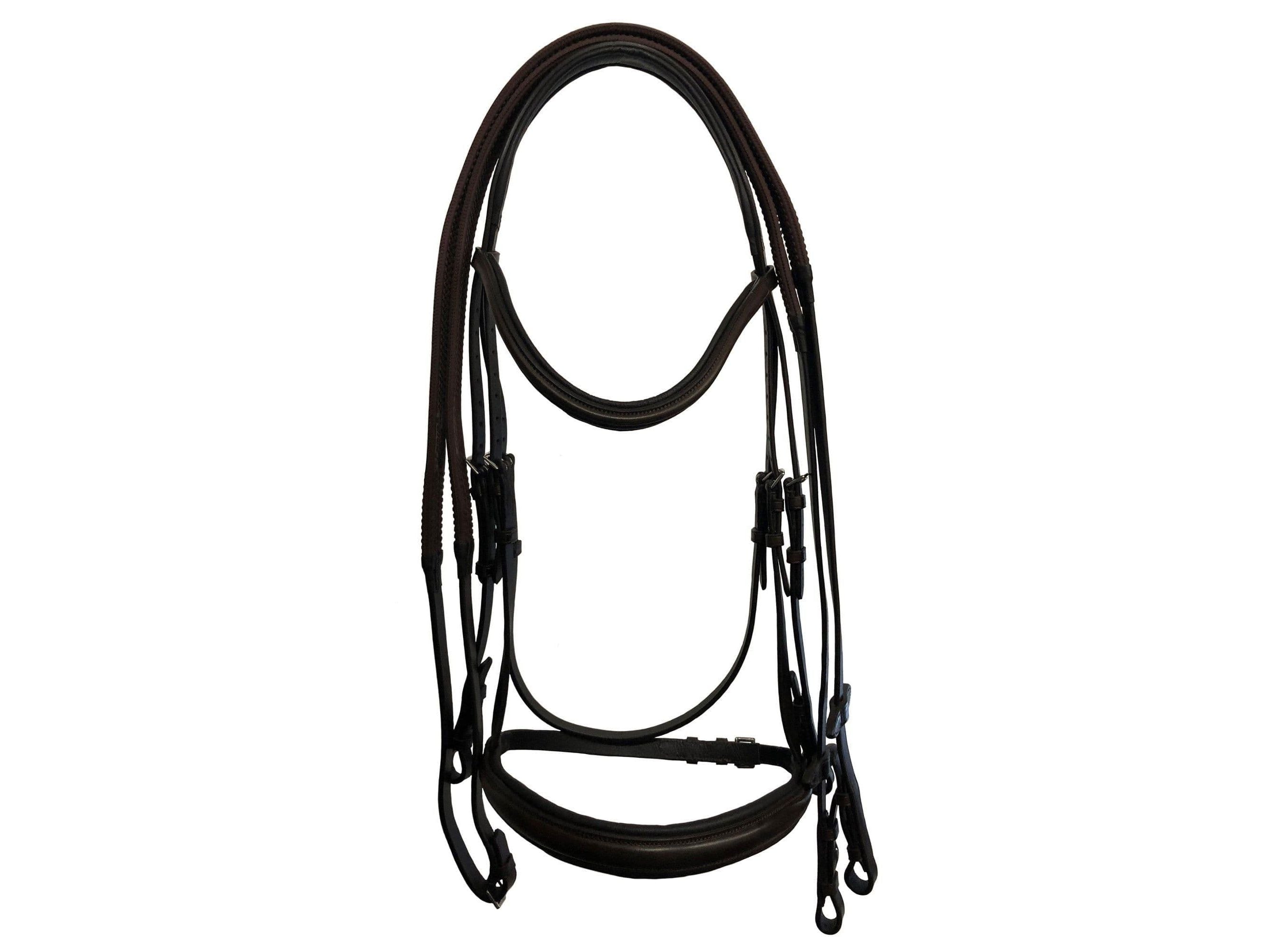 Collegiate Mono Crown Padded Raised Cavesson Bridle Warmblood Brown RRP £126.34
