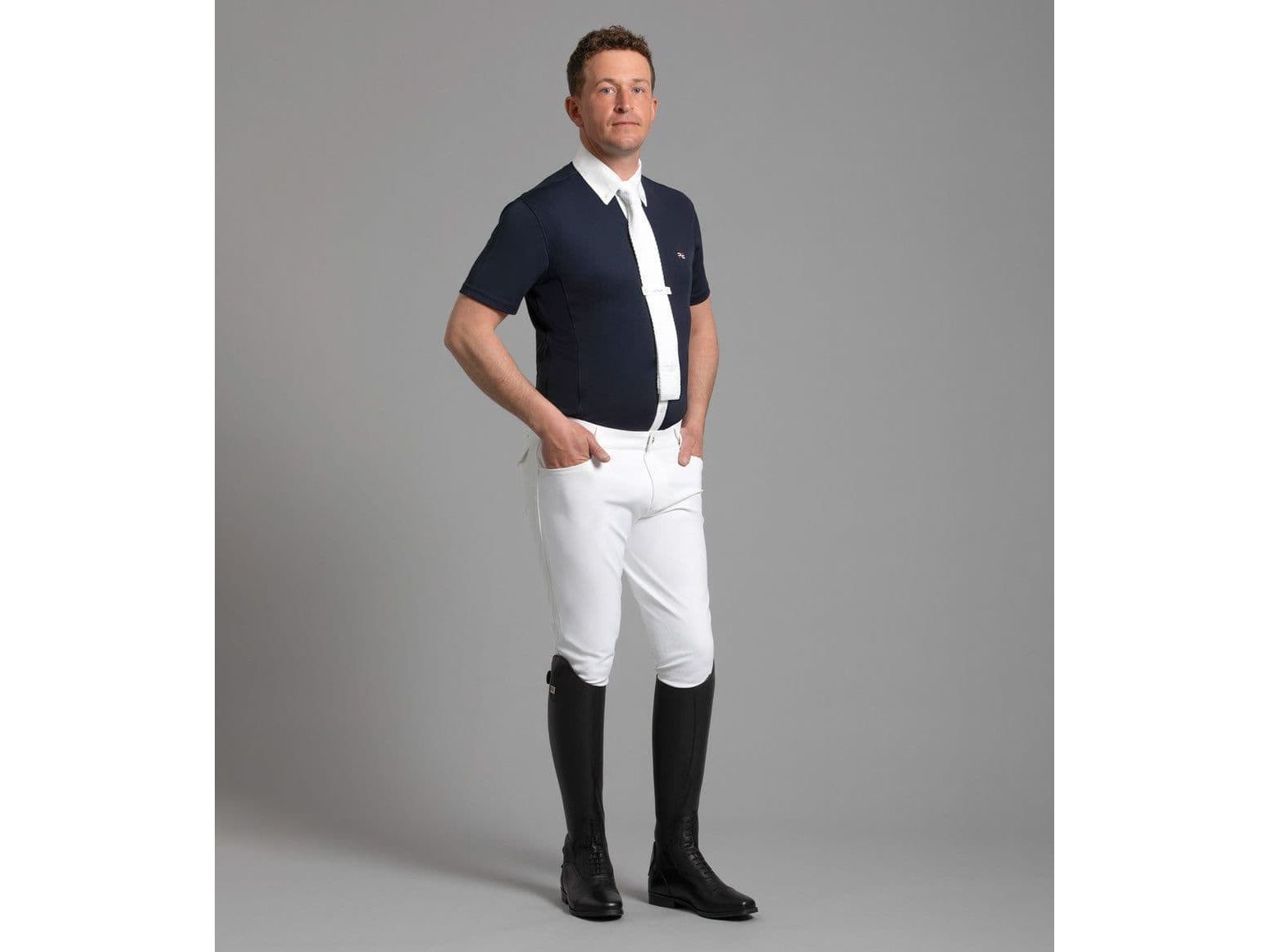 Premier Equine Antonio Men's Short Sleeve Show Shirt Navy