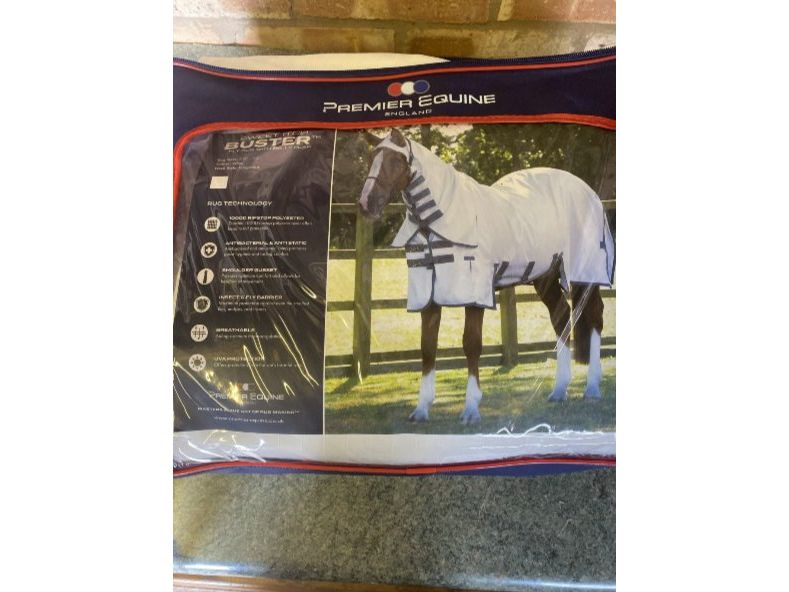Premier Equine Buster Sweet Itch Fly Rug With Belly Flap 5'3 White RRP £135