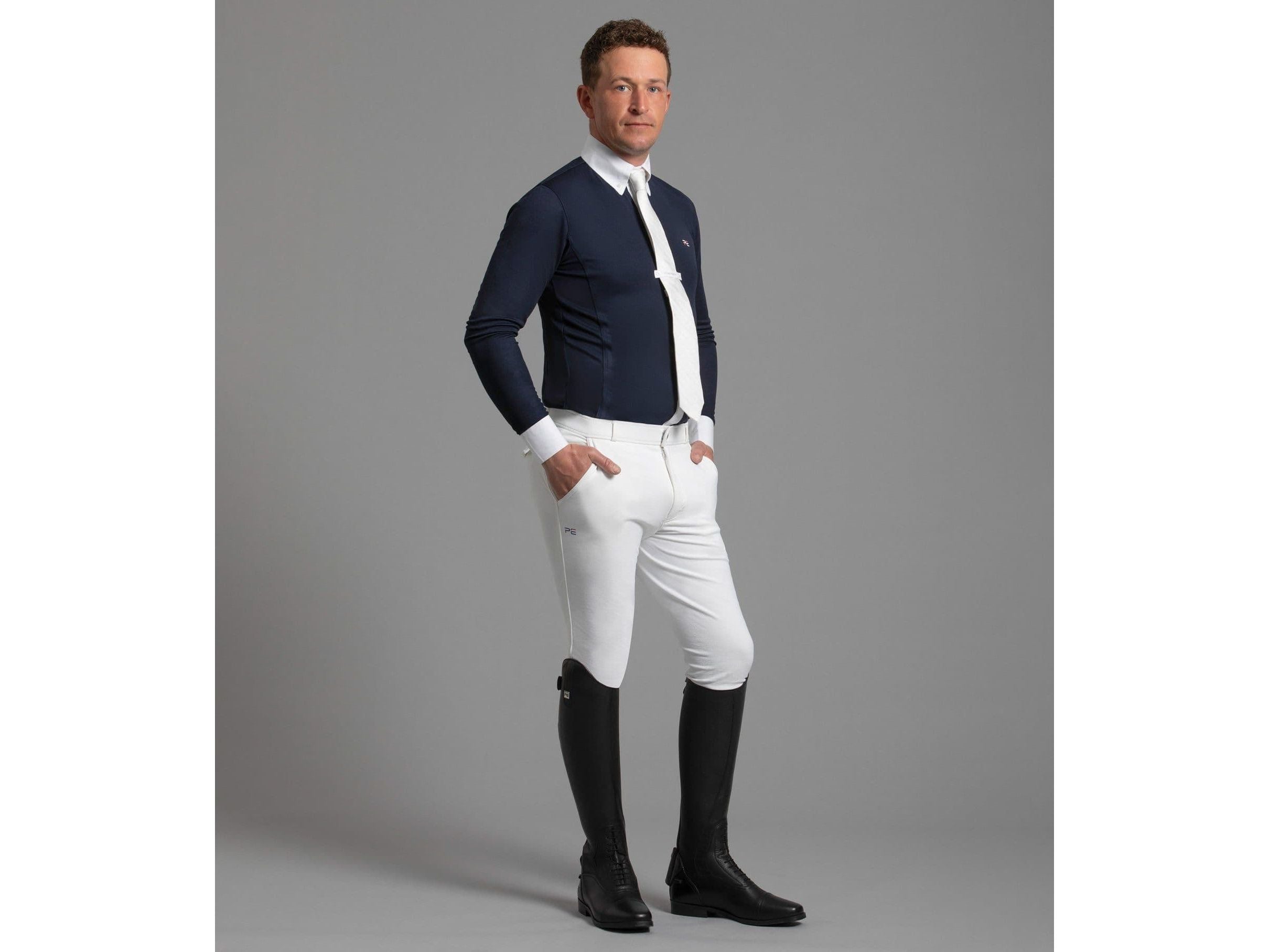 Premier Equine Giulio Men's Long Sleeve Navy Show Shirt