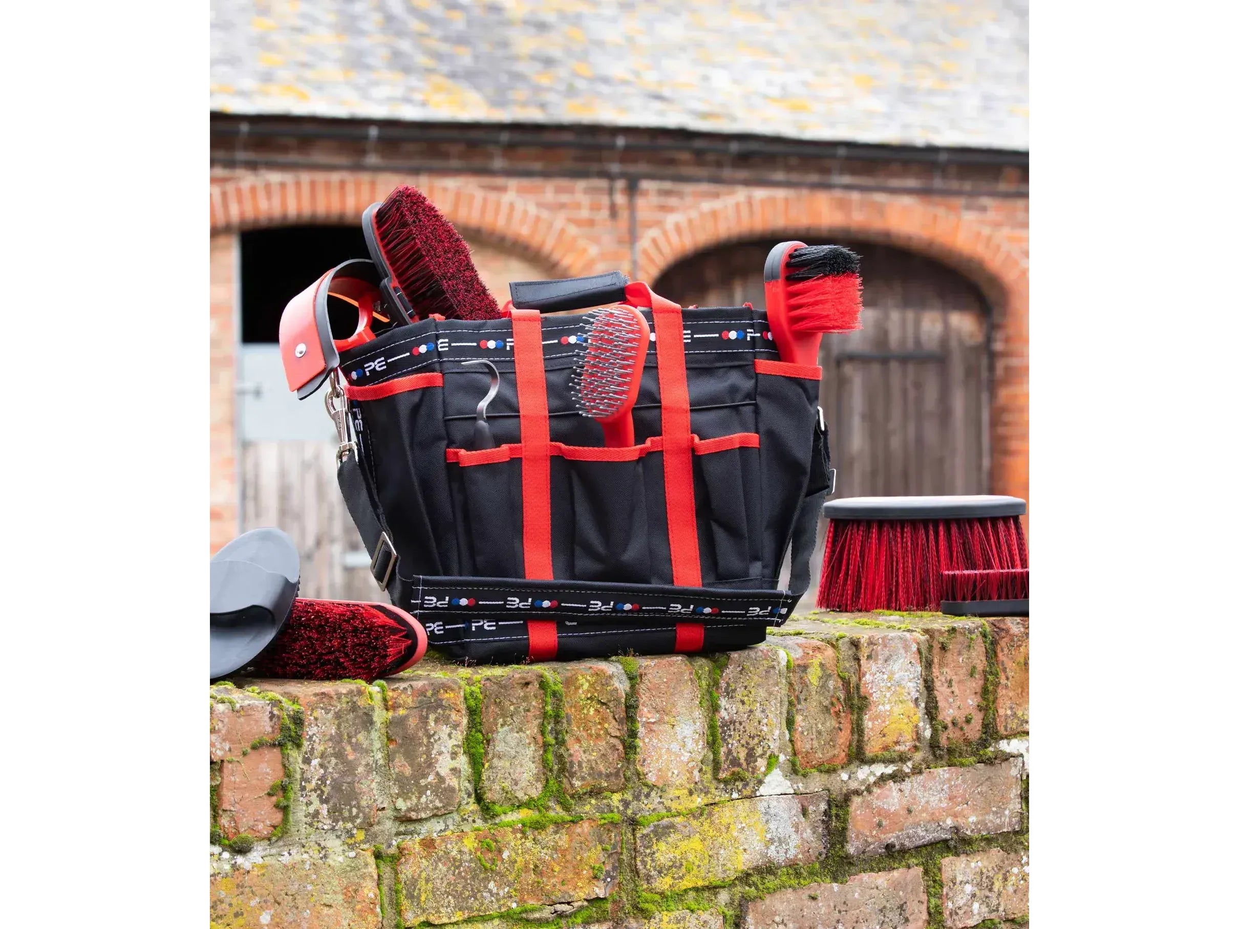 Premier Equine Grooming Kit Bag Black & Red