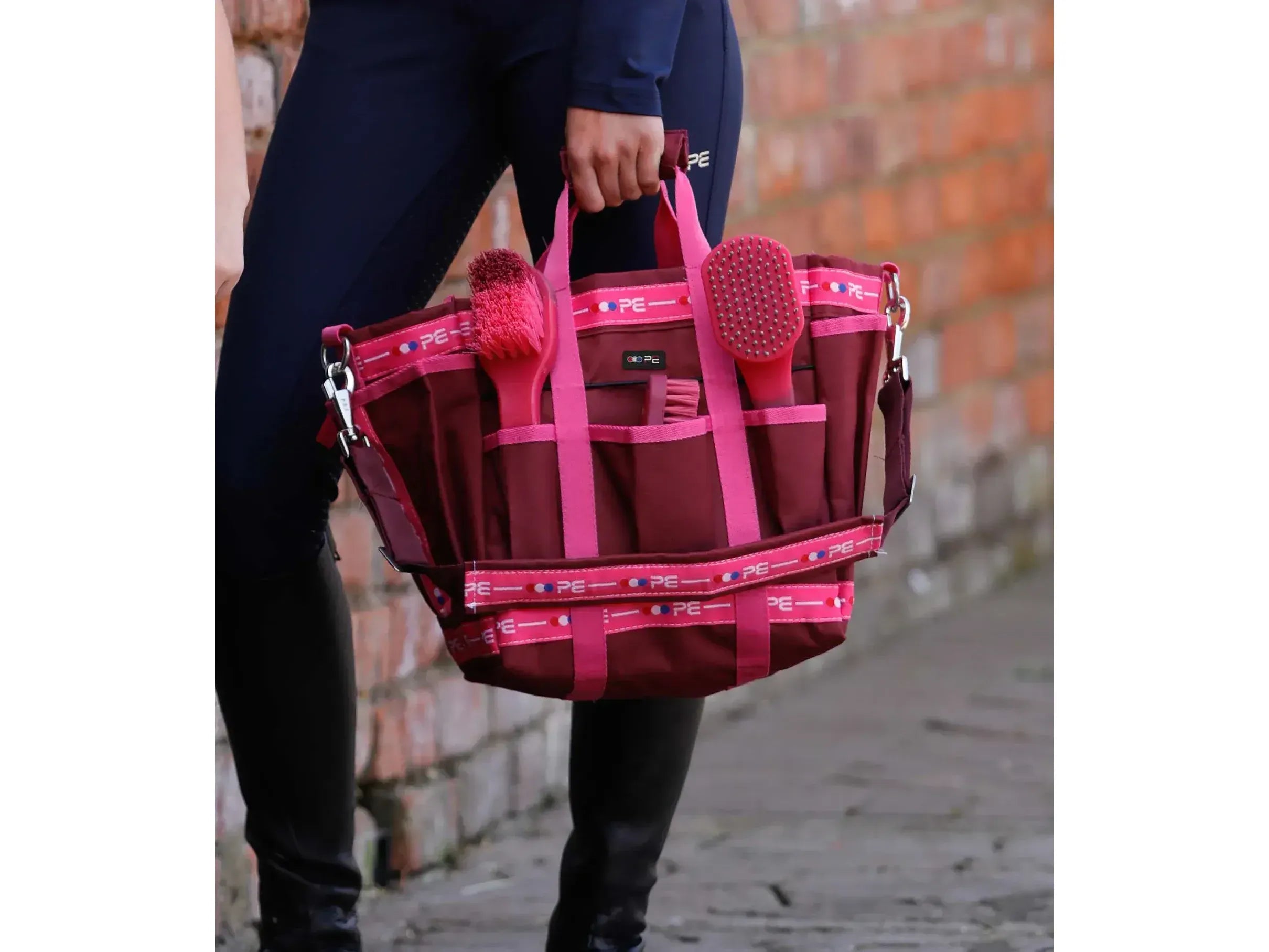 Premier Equine Grooming Kit Bag Wine & Fuchsia