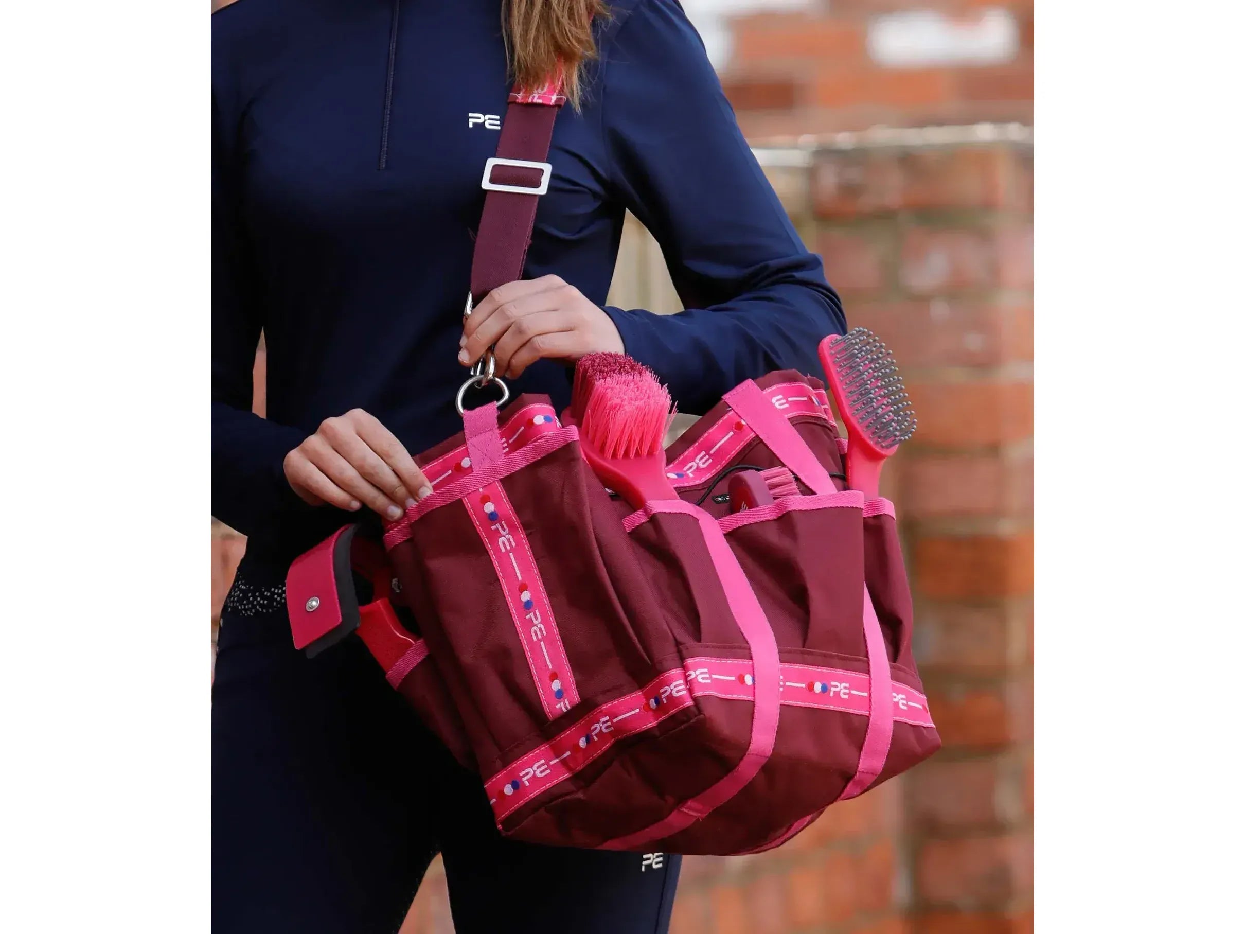 Premier Equine Grooming Kit Bag Wine & Fuchsia