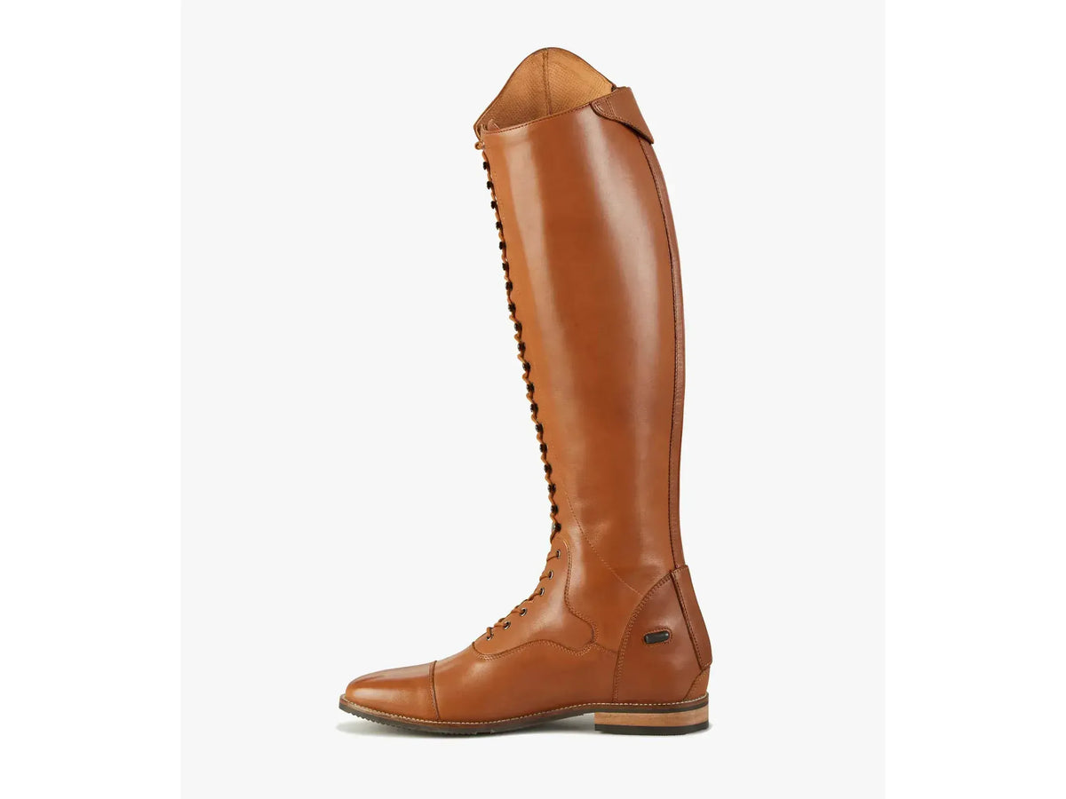 Premier Equine Maurizia Ladies Lace Front Tall Leather Riding Boots in Cognac