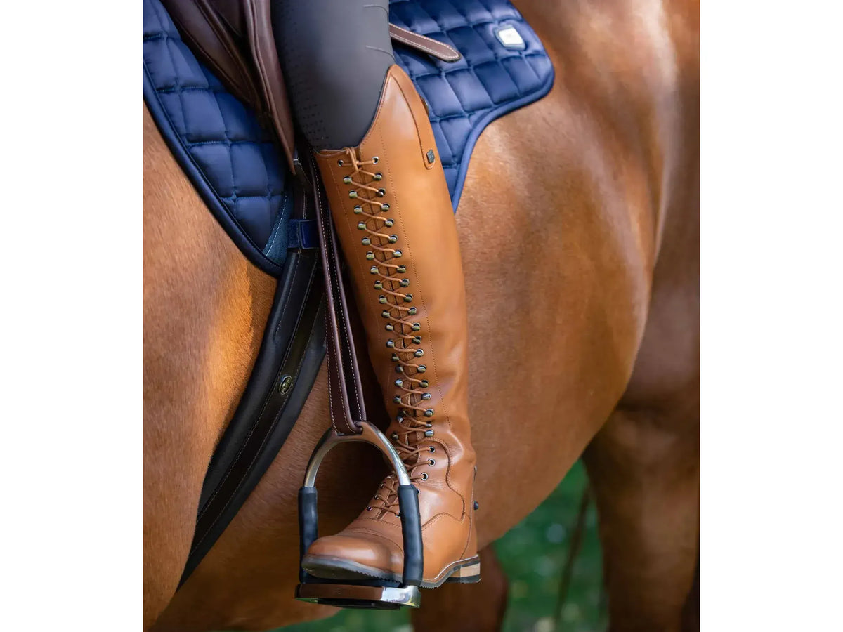 Premier Equine Maurizia Ladies Lace Front Tall Leather Riding Boots in Cognac