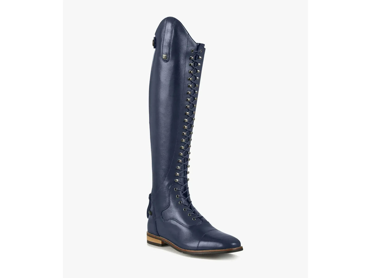 Premier Equine Maurizia Ladies Lace Front Tall Leather Riding Boots in Navy