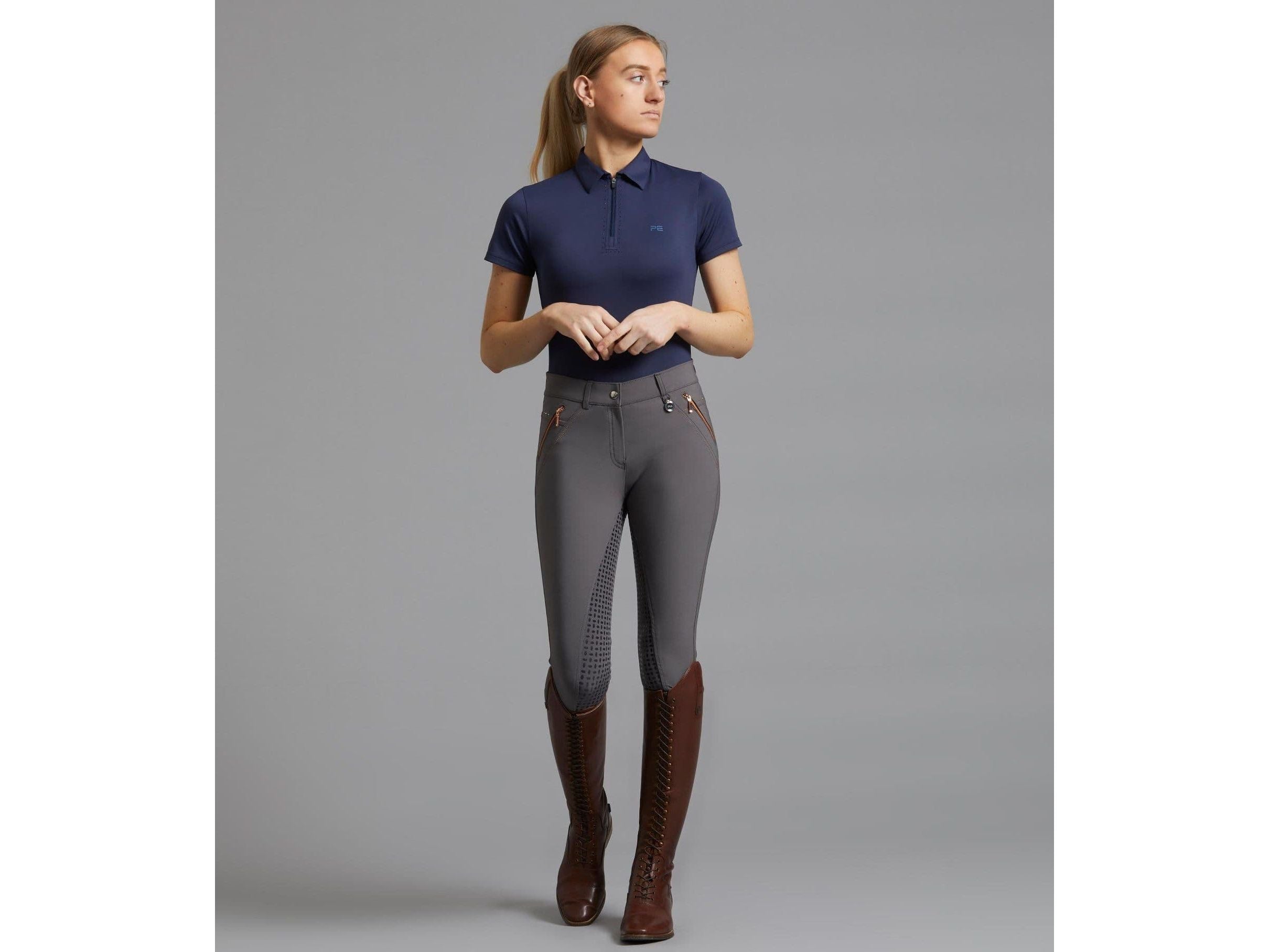 Premier Equine Milliania Ladies Full Seat Gel Breeches Anthracite RRP £68