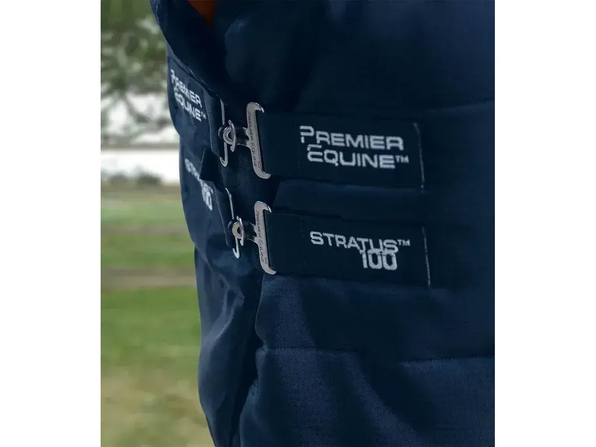 Premier Equine Stratus Stable Rug 100g with Neck Cover Navy