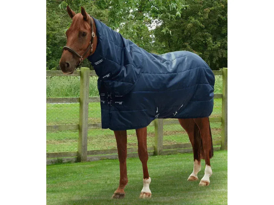 Premier Equine Stratus Stable Rug 100g with Neck Cover Navy