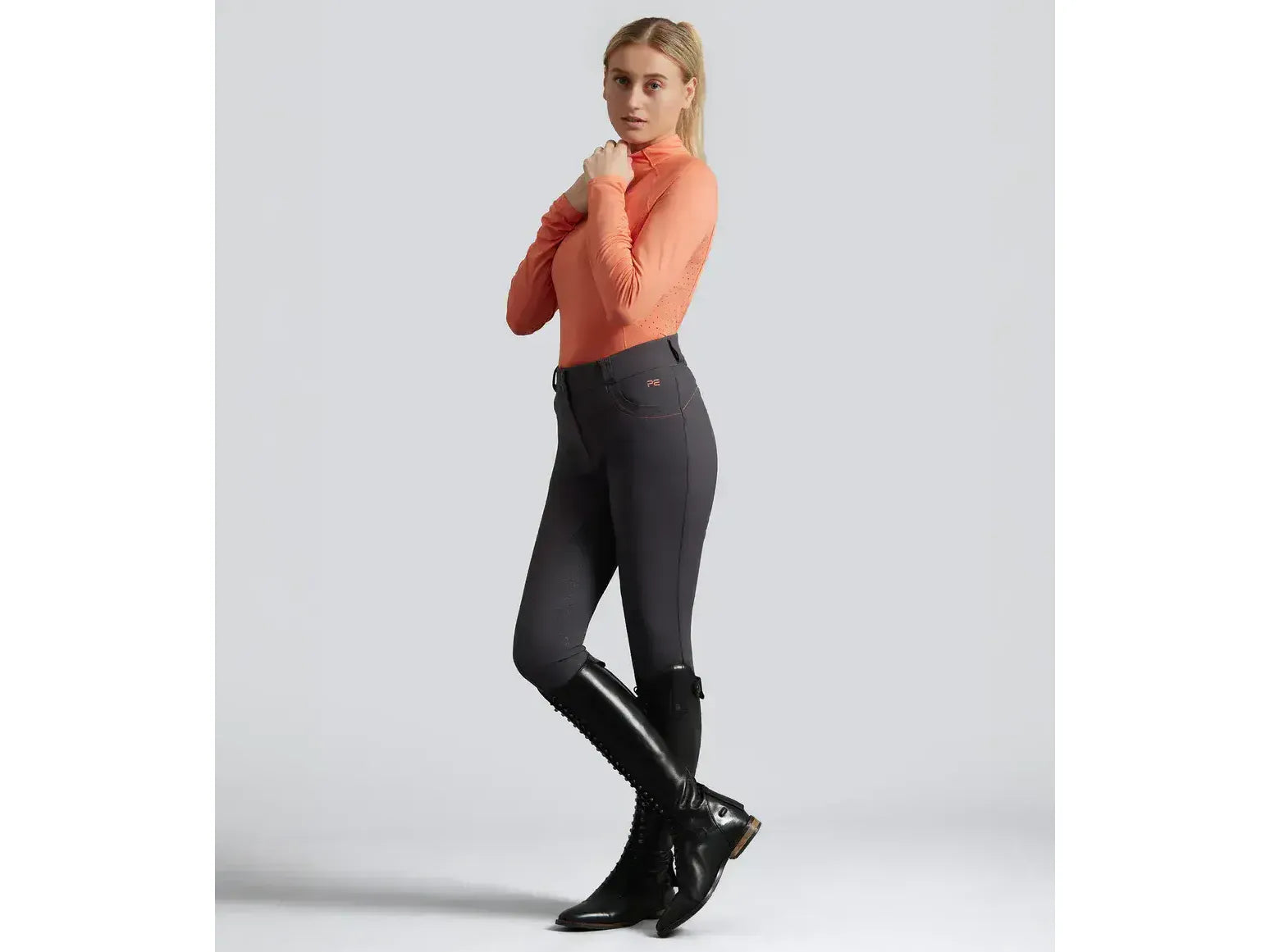 Savio Womens Full Seat Riding Breeches Anthracite Grey