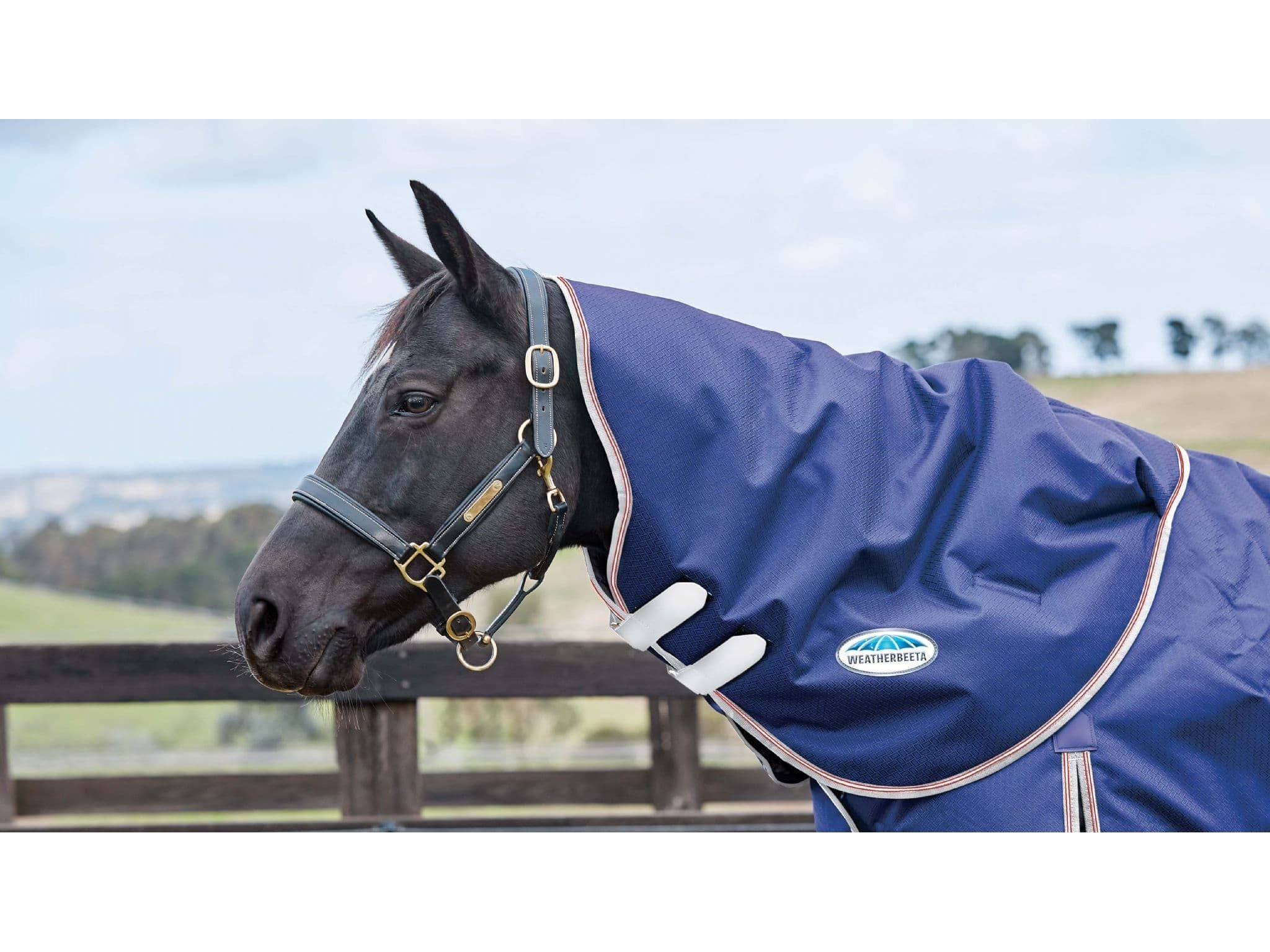 Weatherbeeta Comfitec Essential Lite Turnout Rug (Neck Only) Navy/Silver/Red