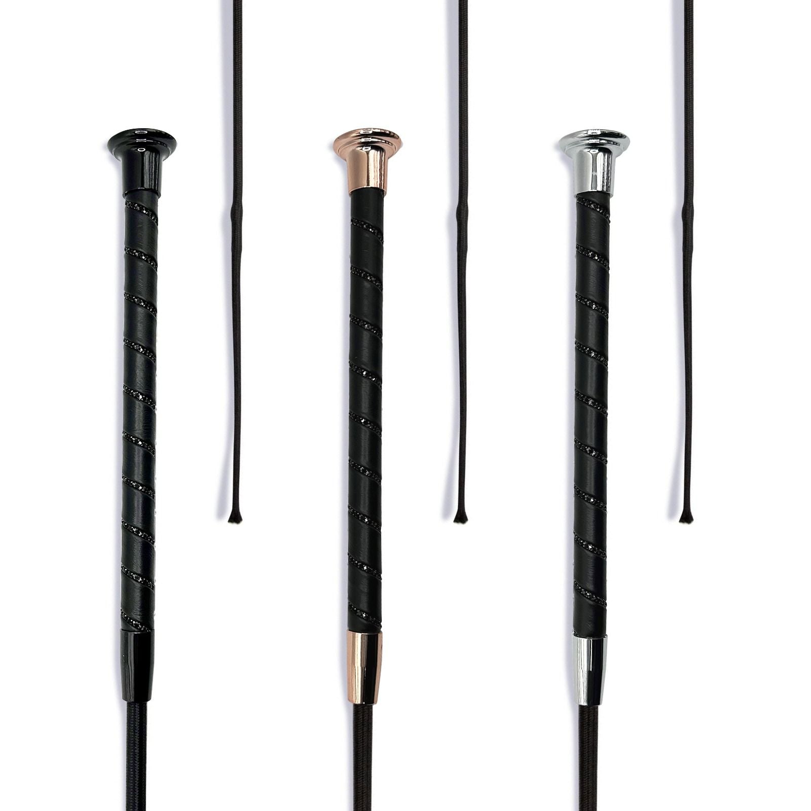 dressage whip black crystal - equestrian equipment