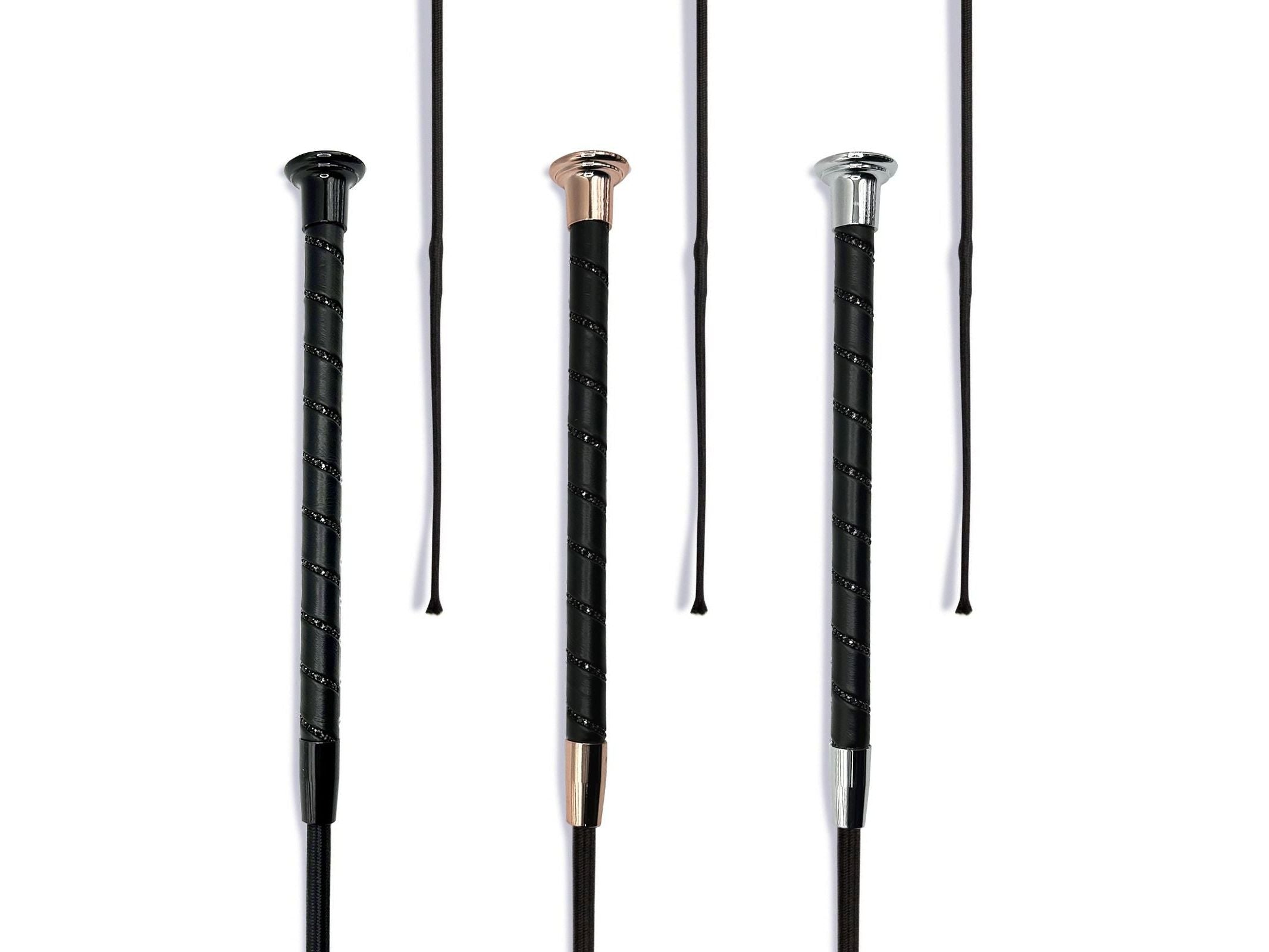 dressage whip black crystal - equestrian equipment