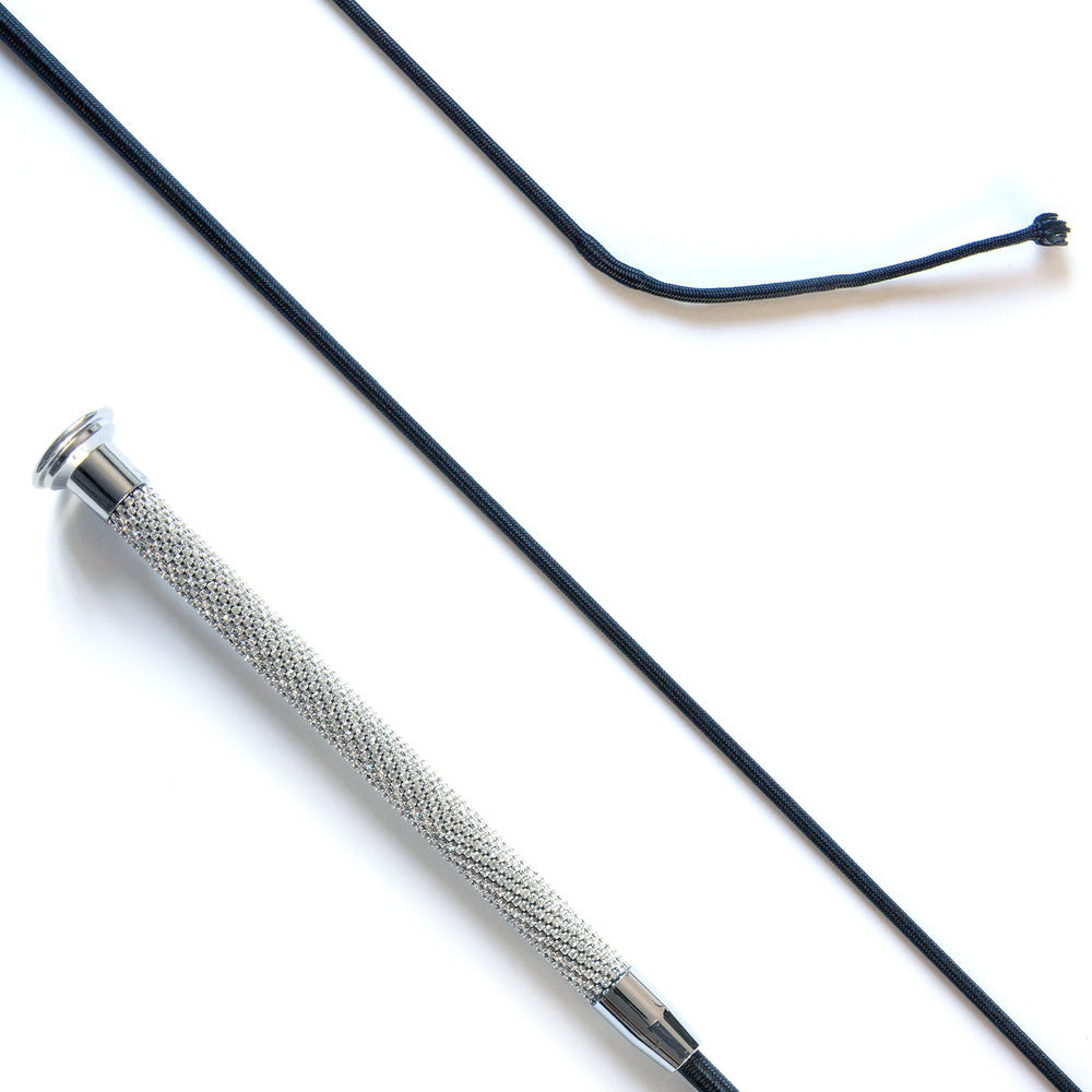 dressage whip with white crystal grip - equestrian equipment