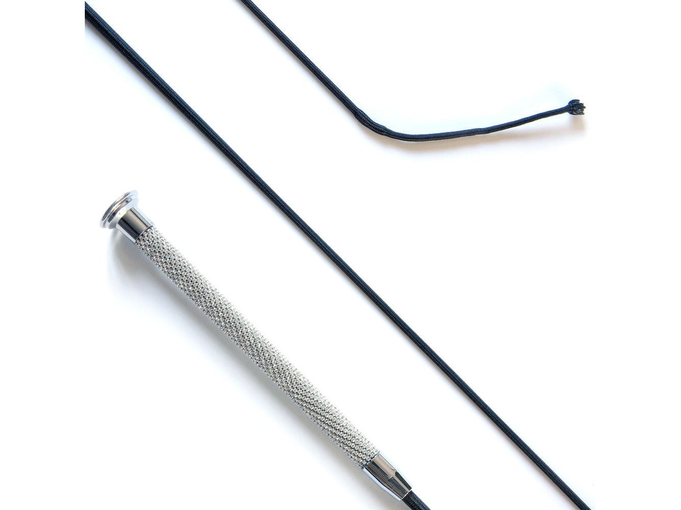 dressage whip with white crystal grip - equestrian equipment
