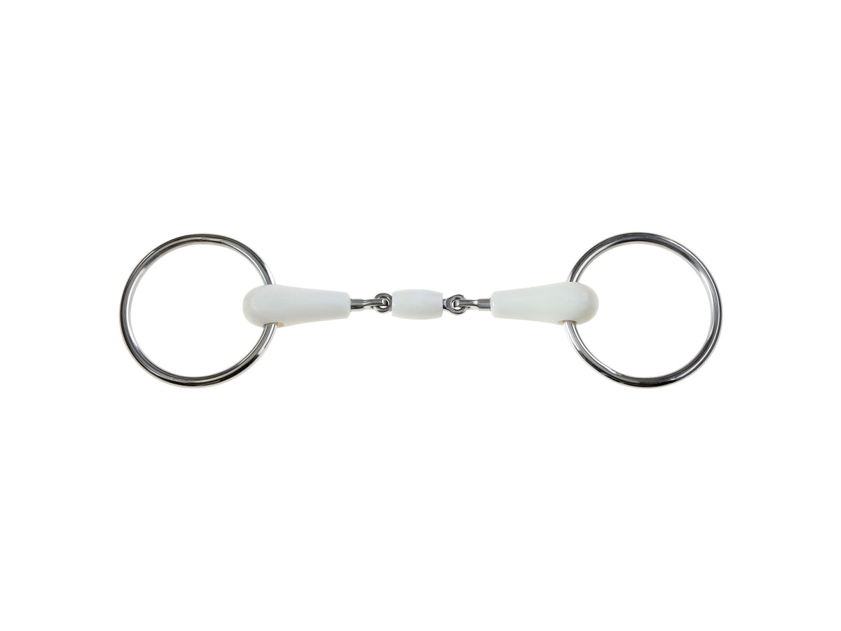 KORSTEEL FLEXI LOOSE RING OVAL LINK SNAFFLE BIT IVORY 4.5"