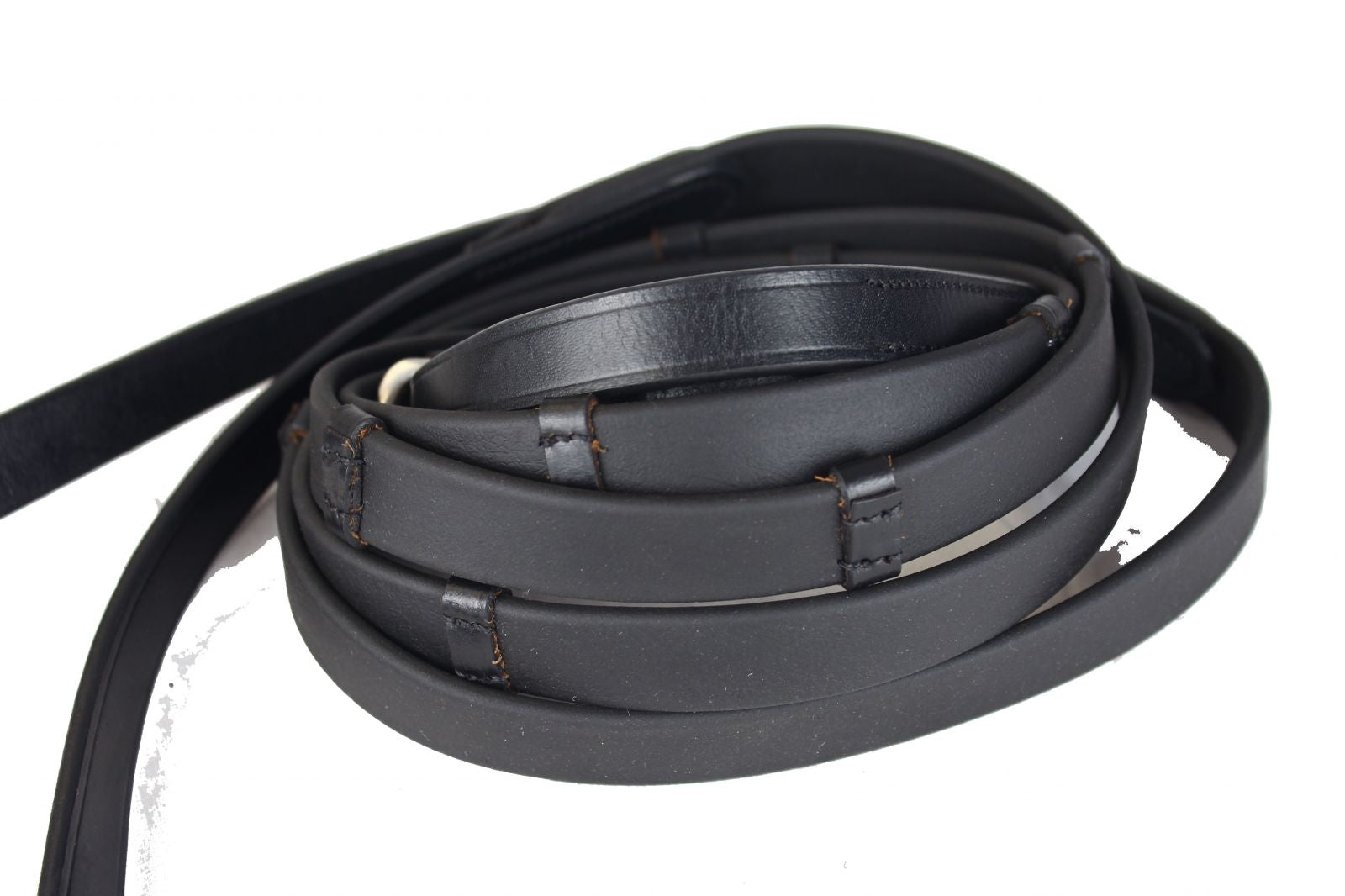 biothane smooth grip reins black with stoppers - equestrian equipment