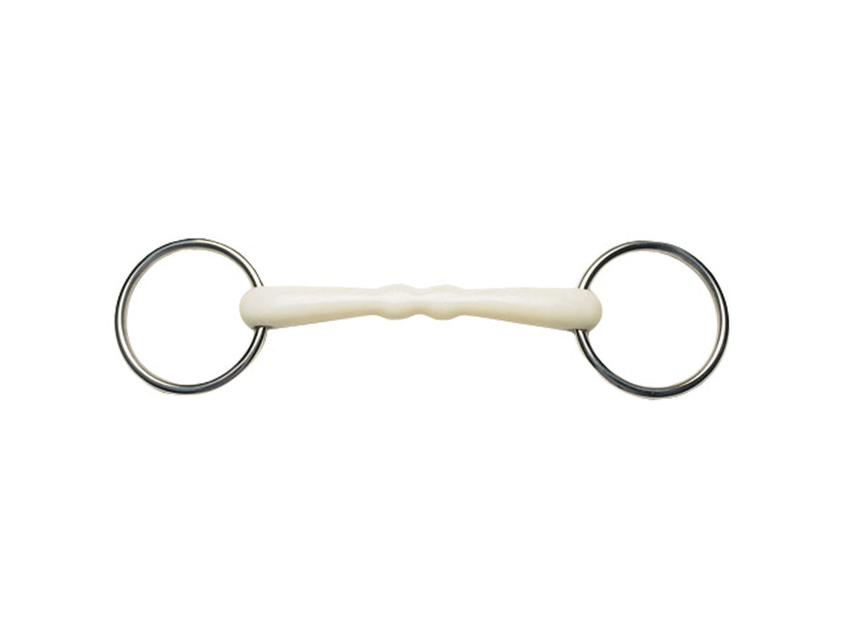 KORSTEEL FLEXI LOOSE RING MULLEN MOUTH SNAFFLE BIT IVORY 4.5"