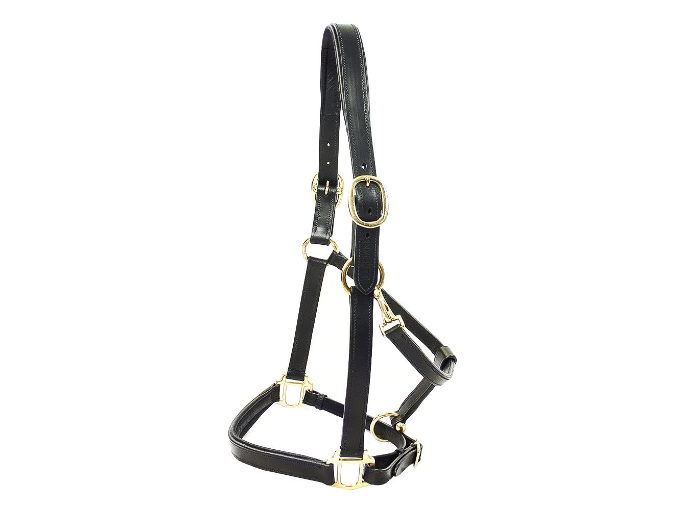 km elite padded leather headcollar black - equestrian equipment