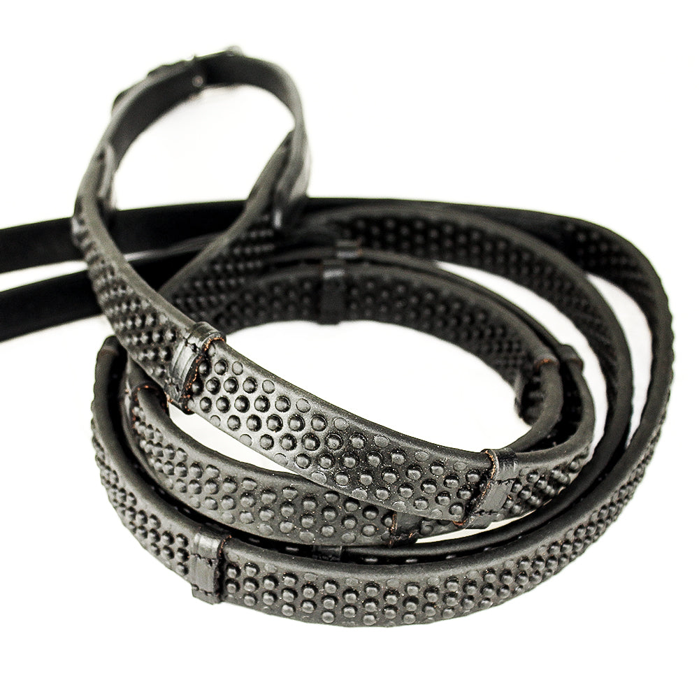 km elite pro grip eventer reins with stoppers - equestrian equipment