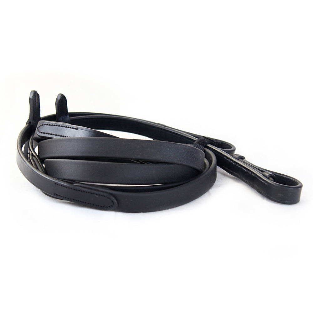 biothane smooth grip reins black - equestrian equipment