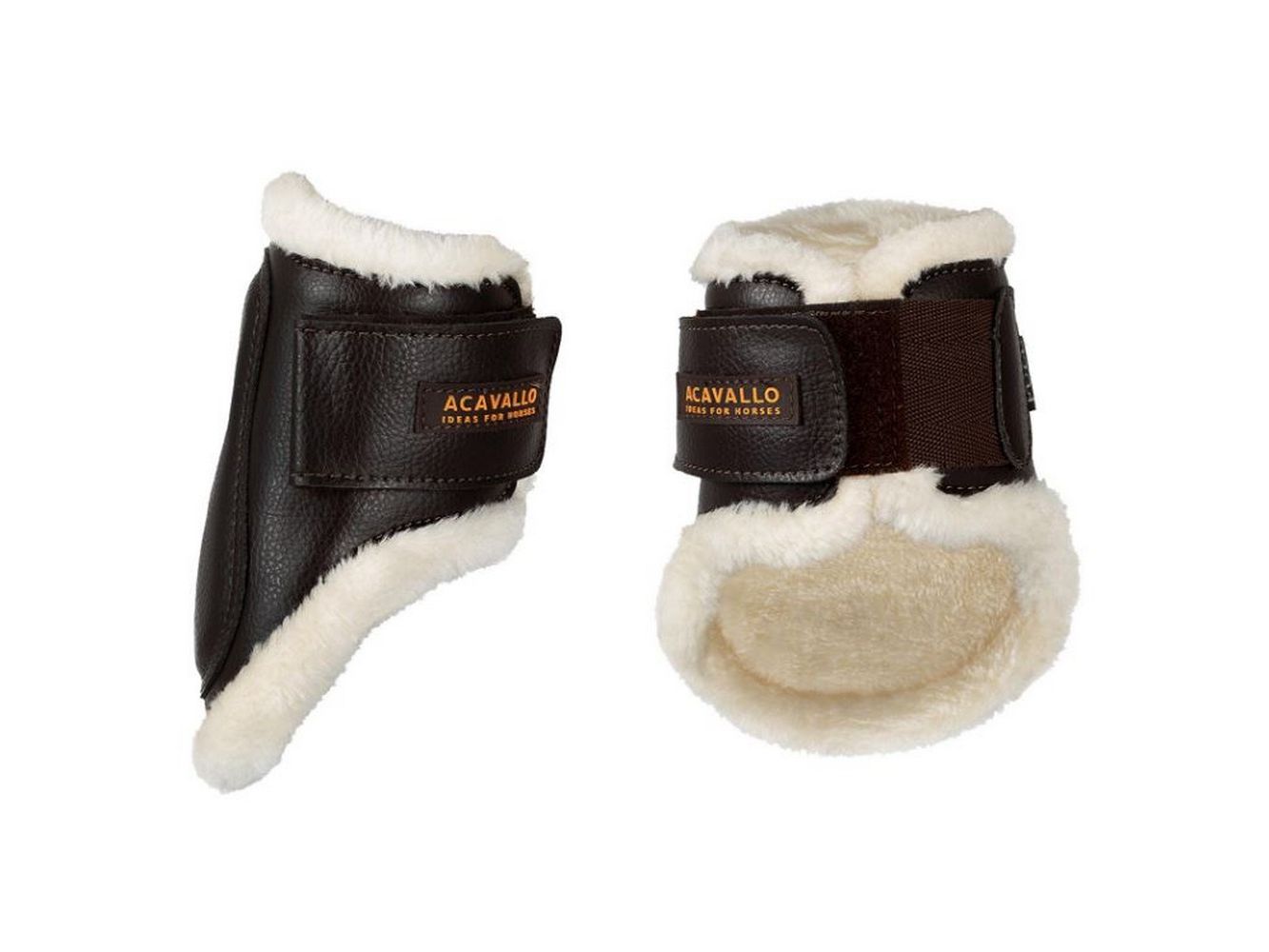 Acavallo jumping fetlock boots faux sheepskin velcro closure - equestrian equipment