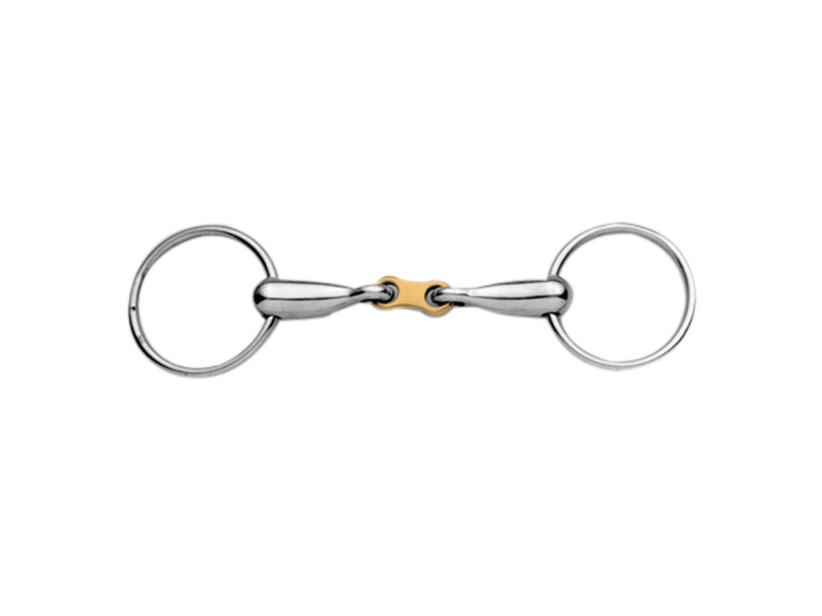 KORSTEEL STAINLESS STEEL WITH COPPER FRENCH LINK LOOSE RING SNAFFLE BIT 5"