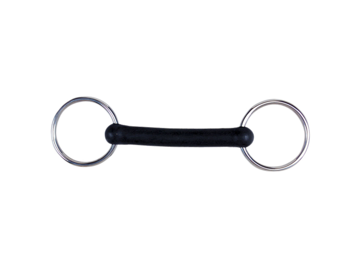 KORSTEEL FLEXI RUBBER MULLEN MOUTH LOOSE RING SNAFFLE BIT 6"