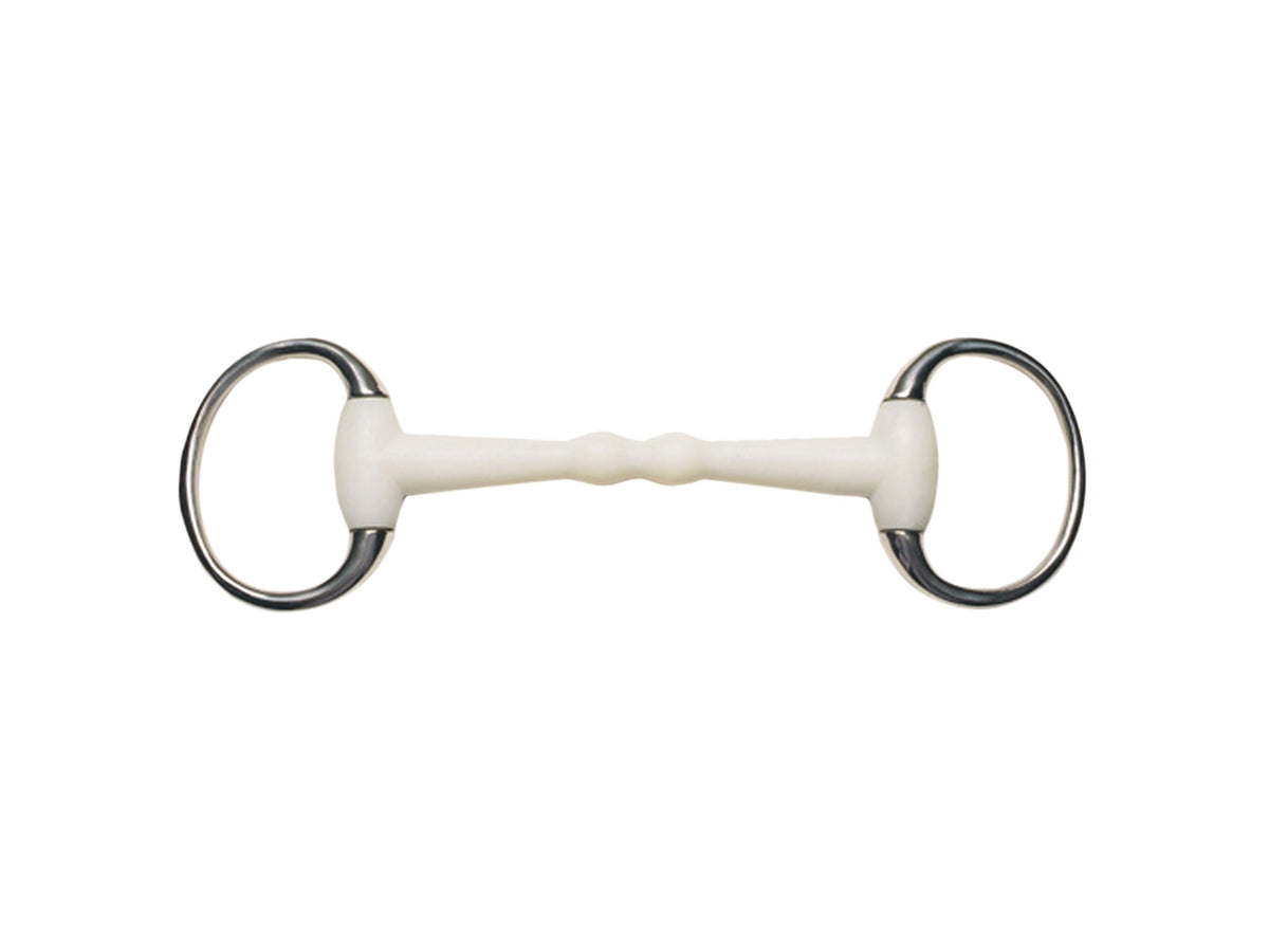 KORSTEEL FLEXI MULLEN MOUTH EGGBUTT SNAFFLE BIT IVORY 5"